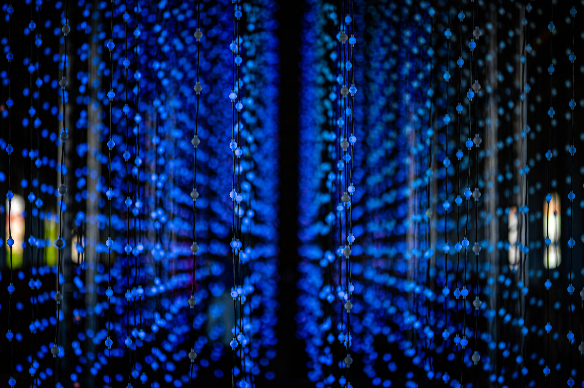 Dark Blue Garland Lights Background