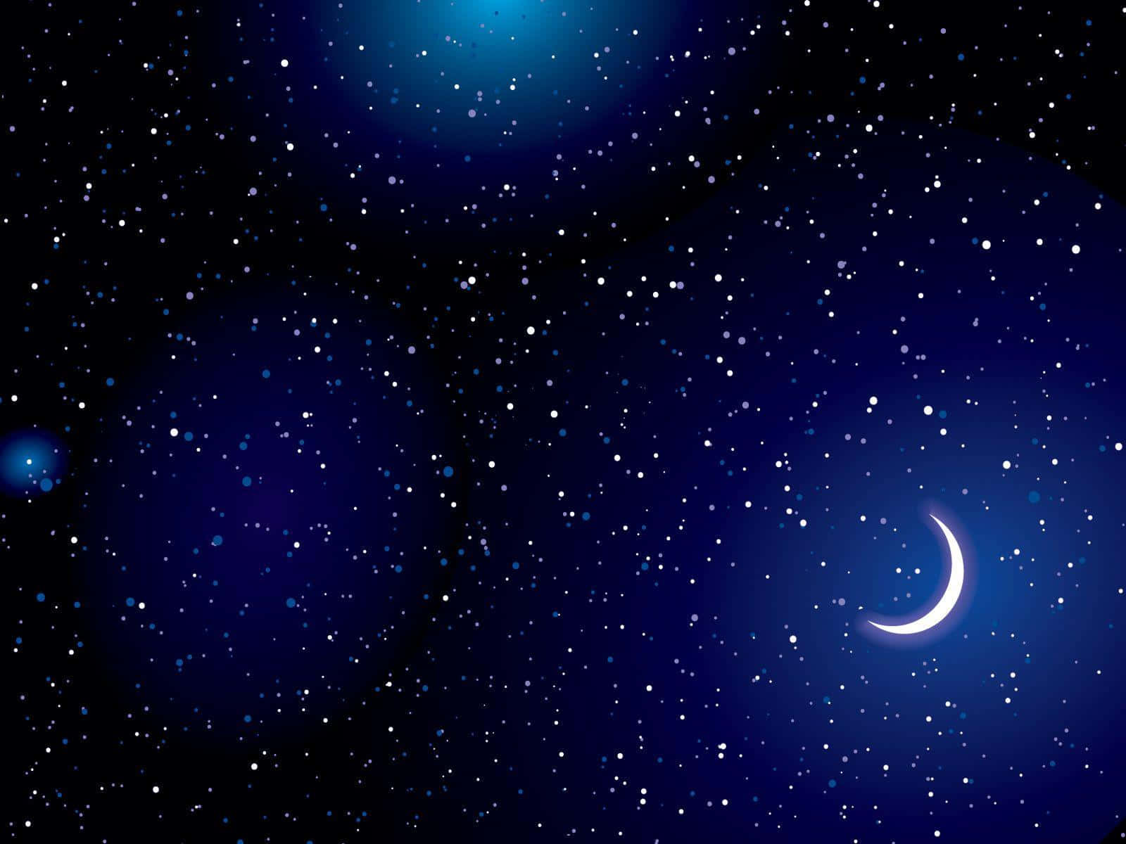 Dark Blue Star Crescent Moon Background