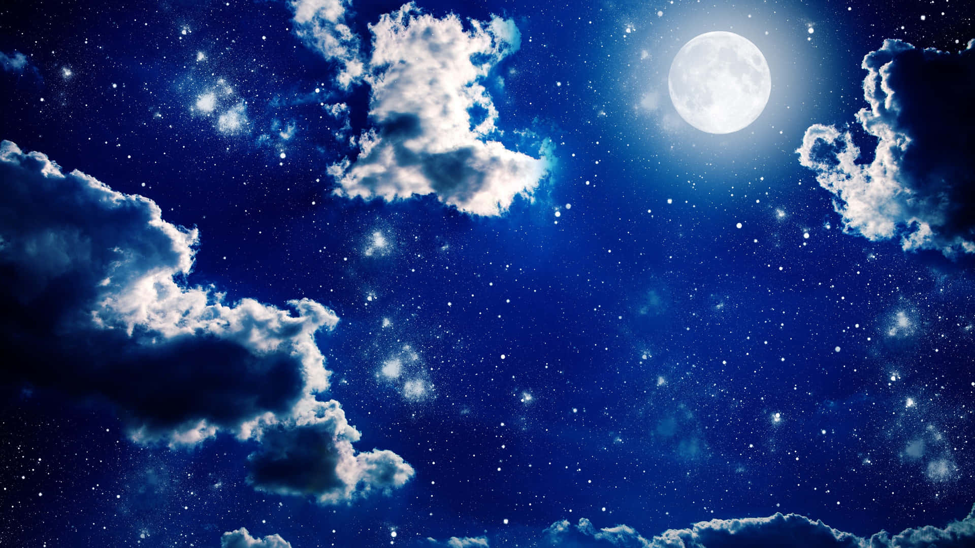 Dark Blue Starry Night Sky Moon Background