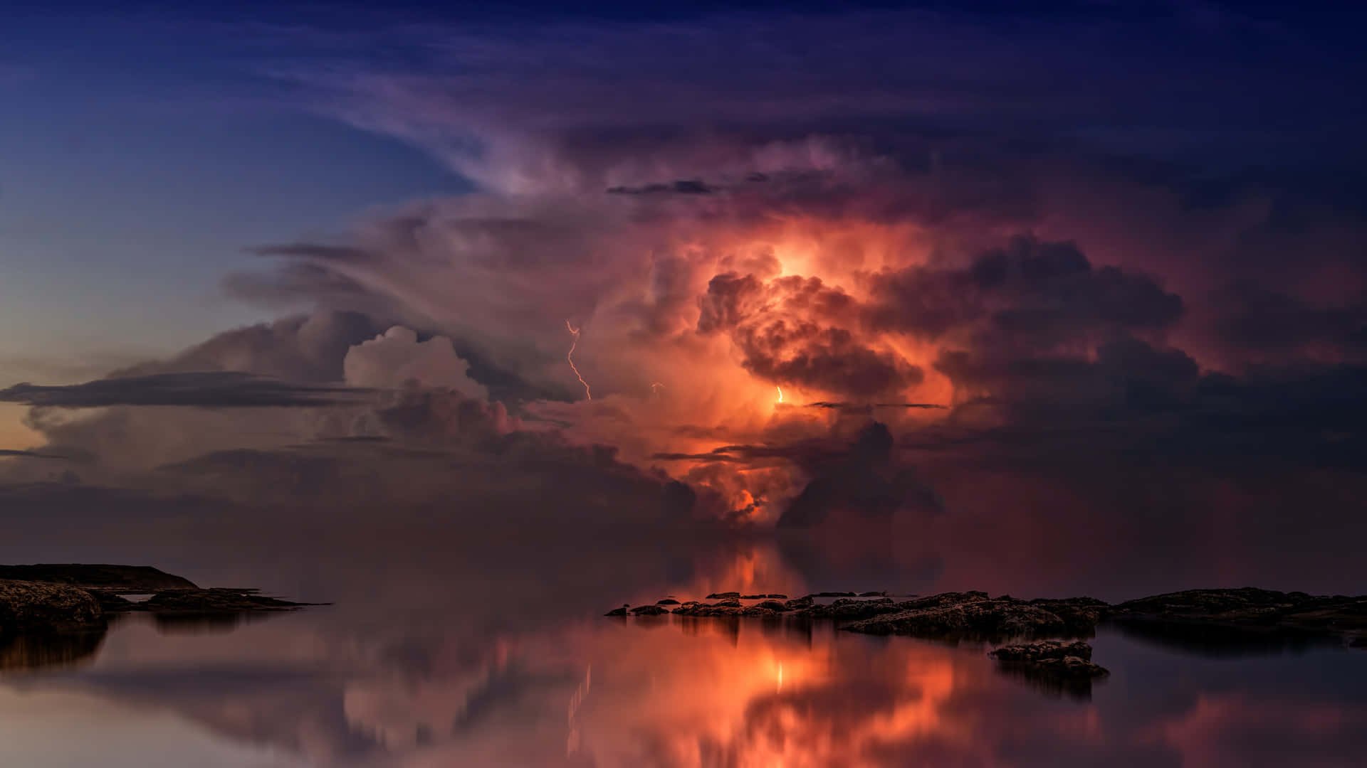 Dark Blue Sunset Cloud Background