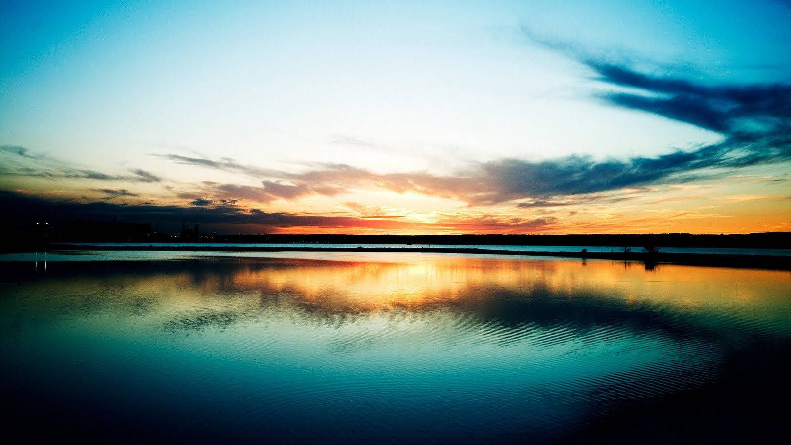 Dark Blue Sunset Horizon Background