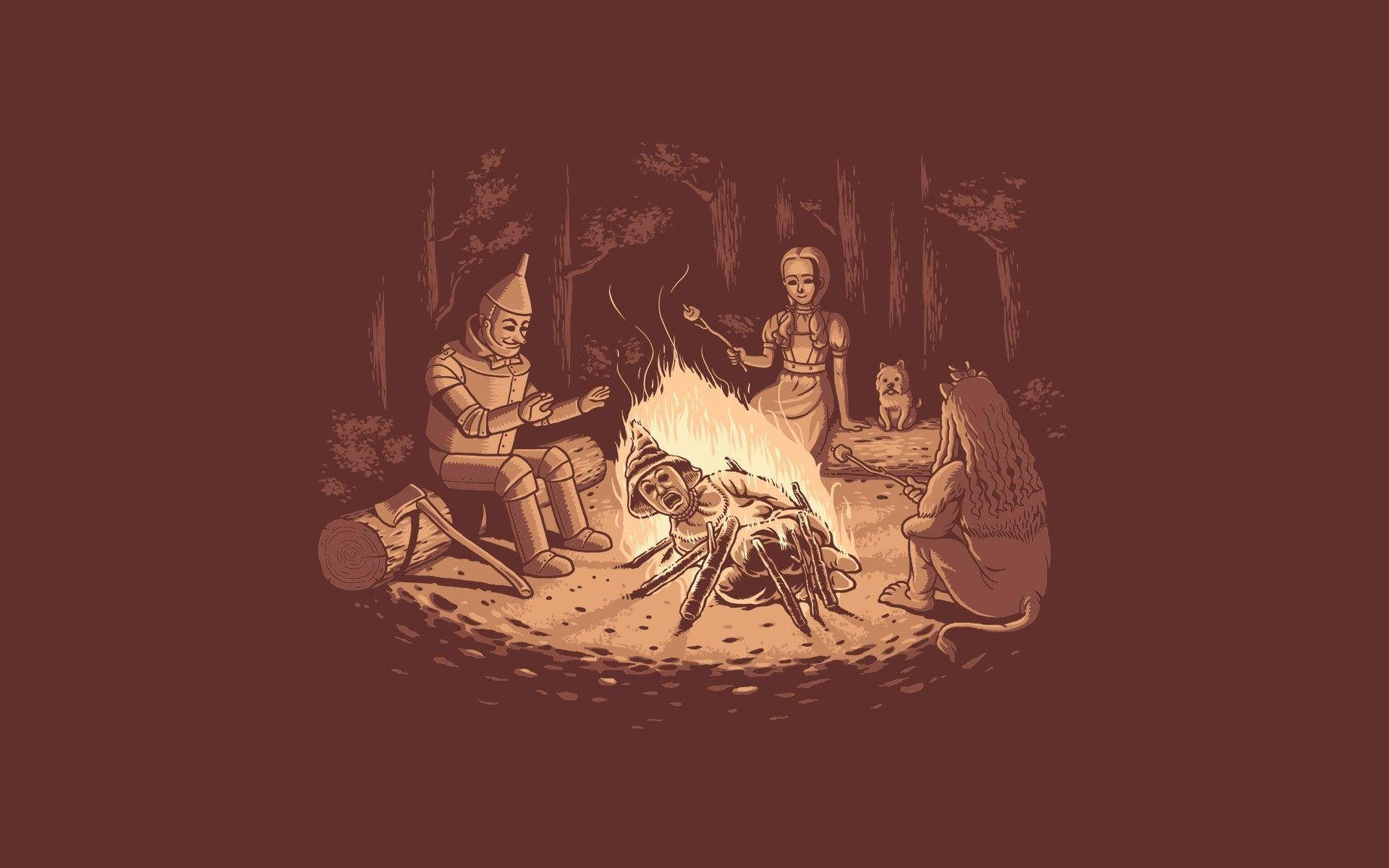 Dark Bonfire Scene From The Wizard Of Oz Background
