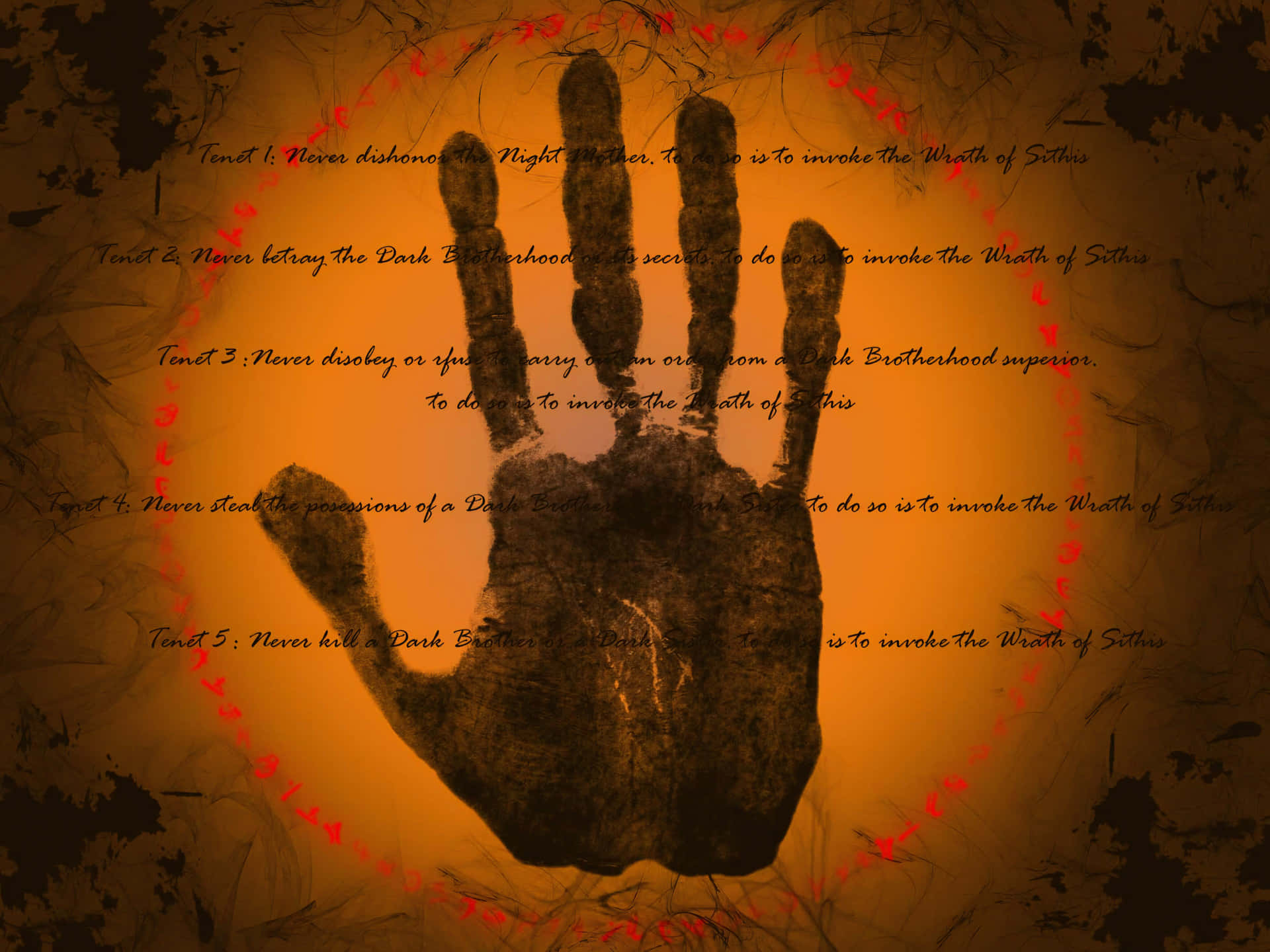 Dark Brotherhood Document With Symbol Background