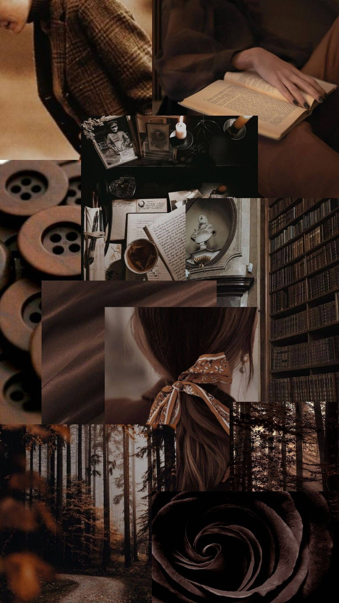Dark Brown Aesthetic Collage Background