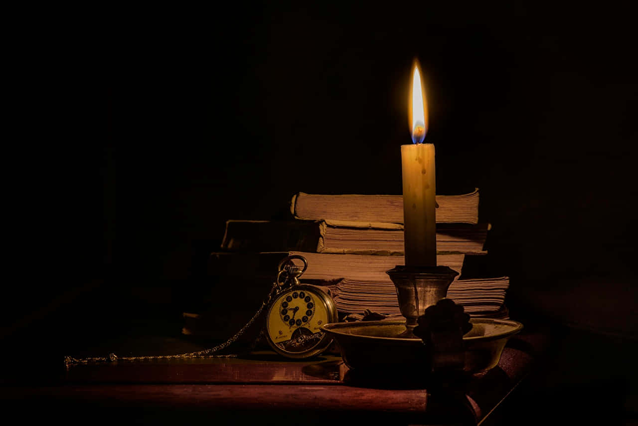 Dark Candle Books Still Life Background