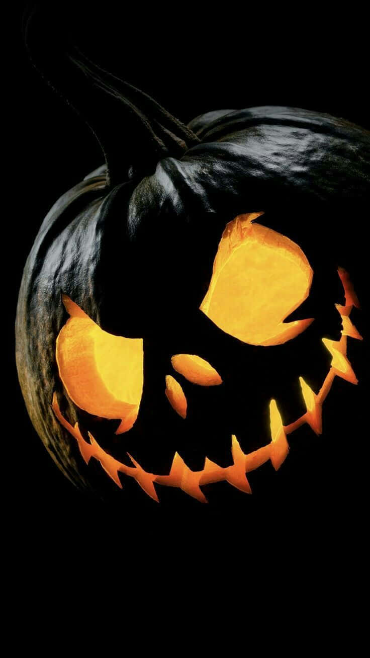 Dark Carved Pumpkin Evil Smile Background