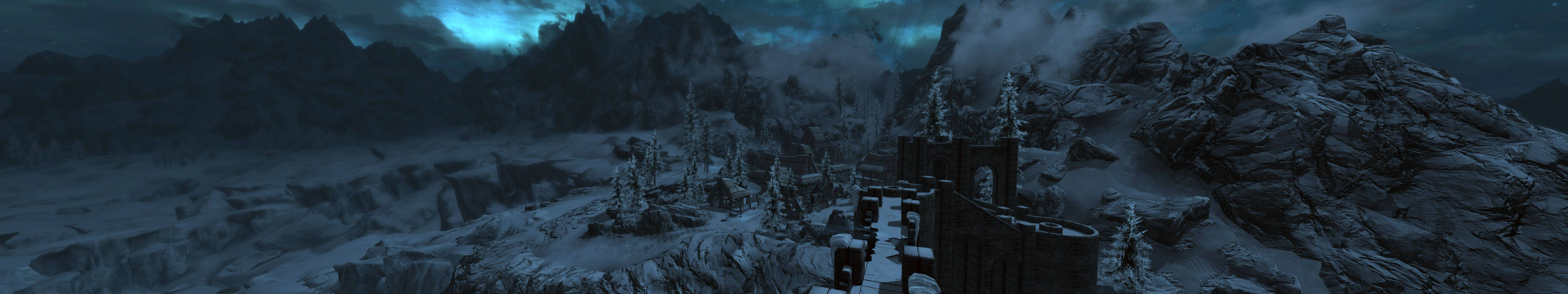 Dark Castle Mountain In Winter Background