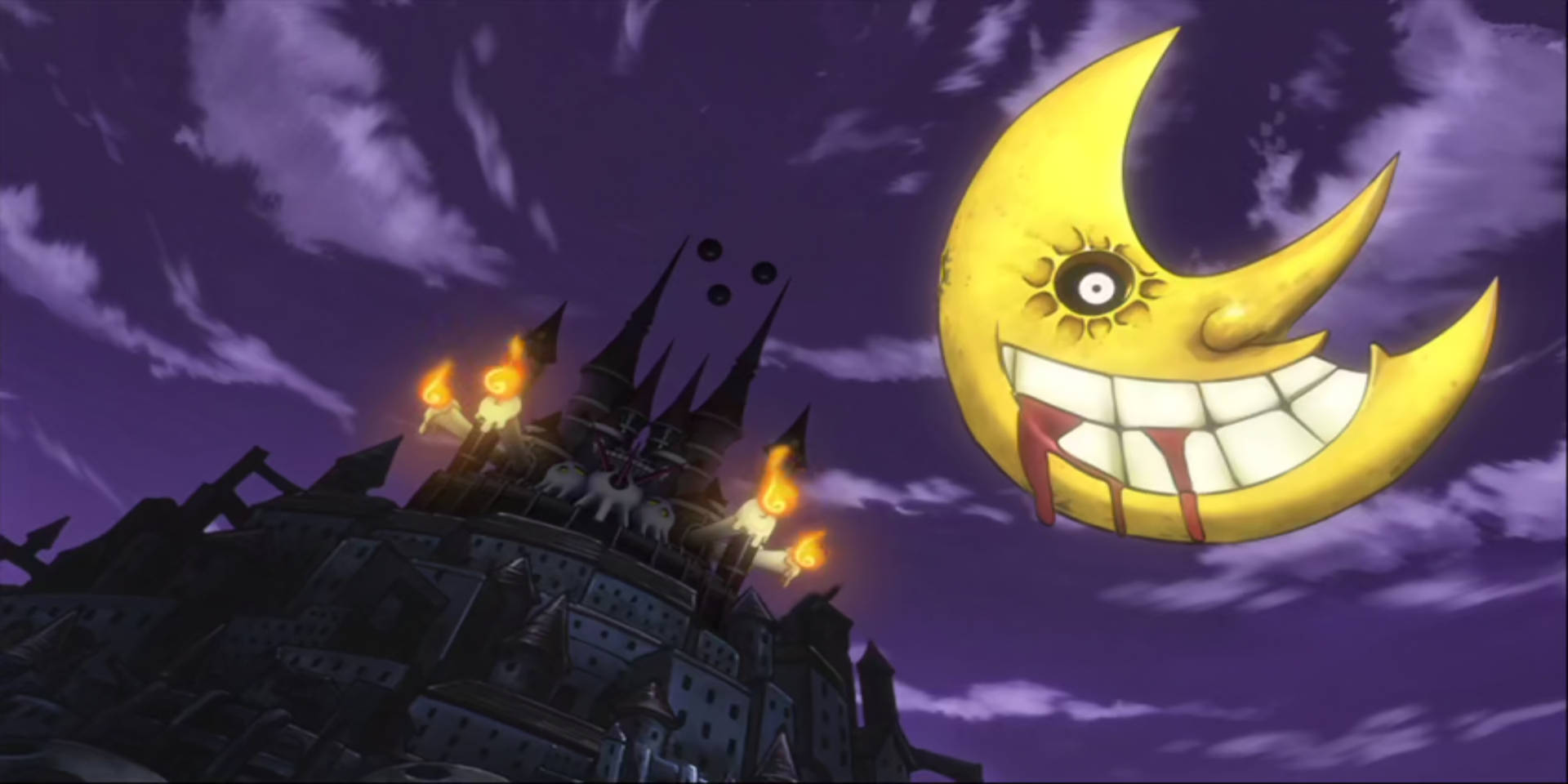 Dark Castle Under Soul Eater Moon Background
