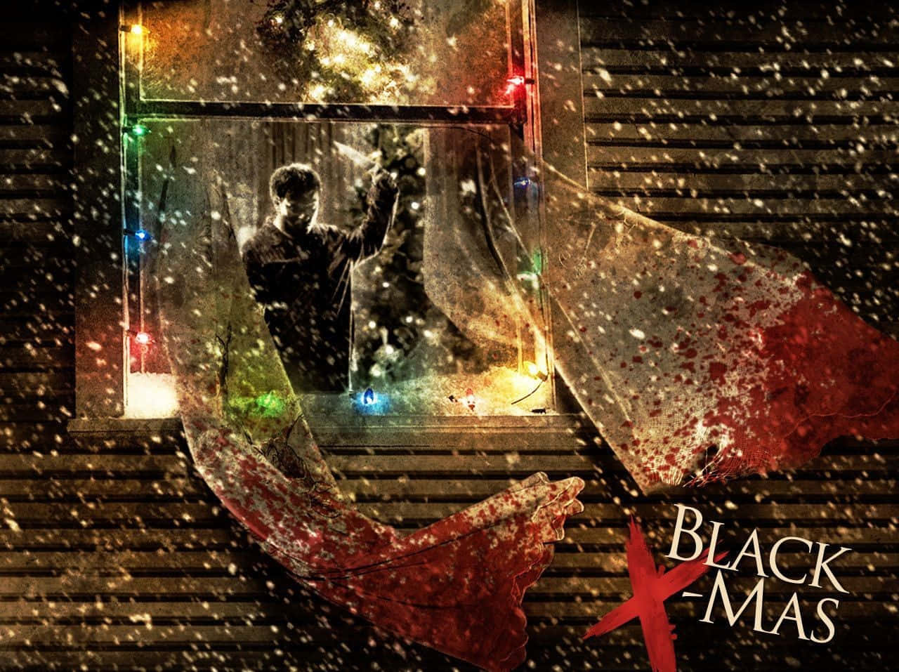 Dark Christmas Night Scene Background