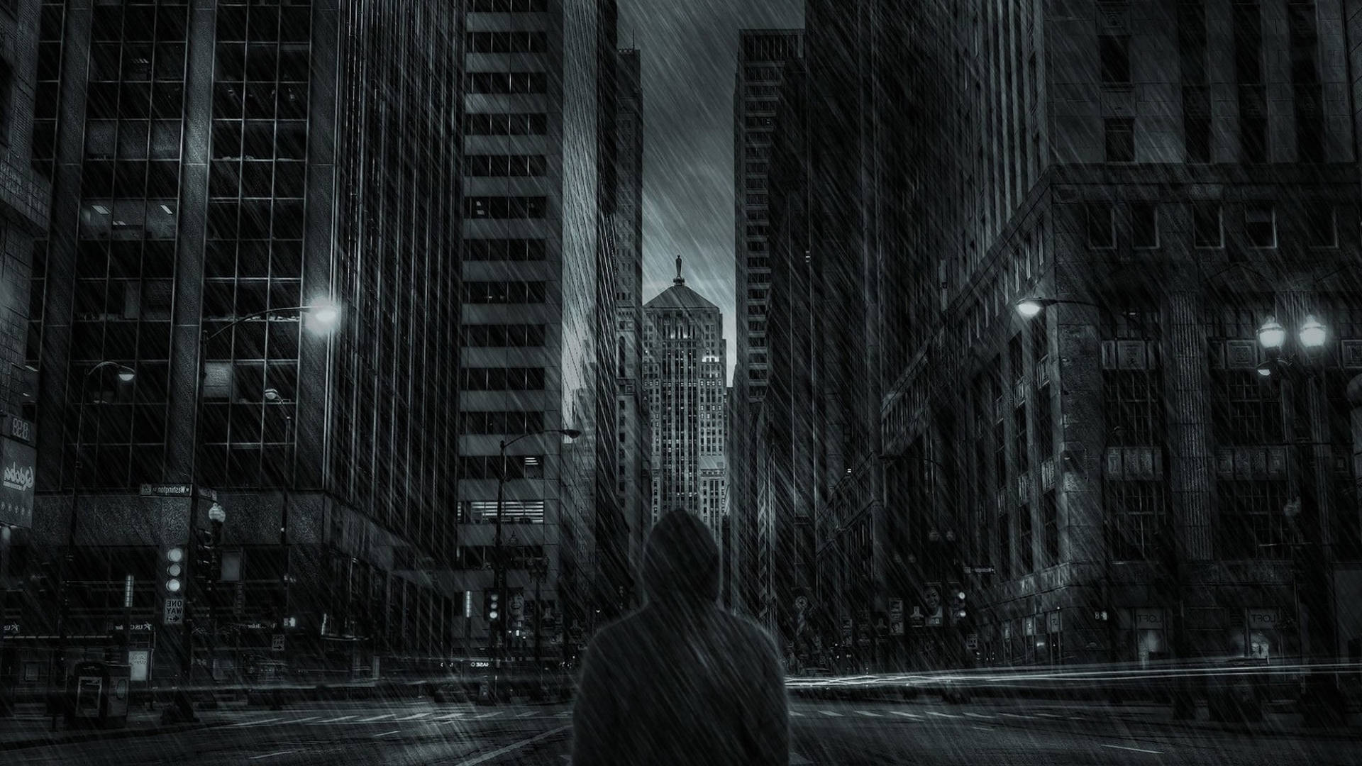 Dark City Digital Art Background