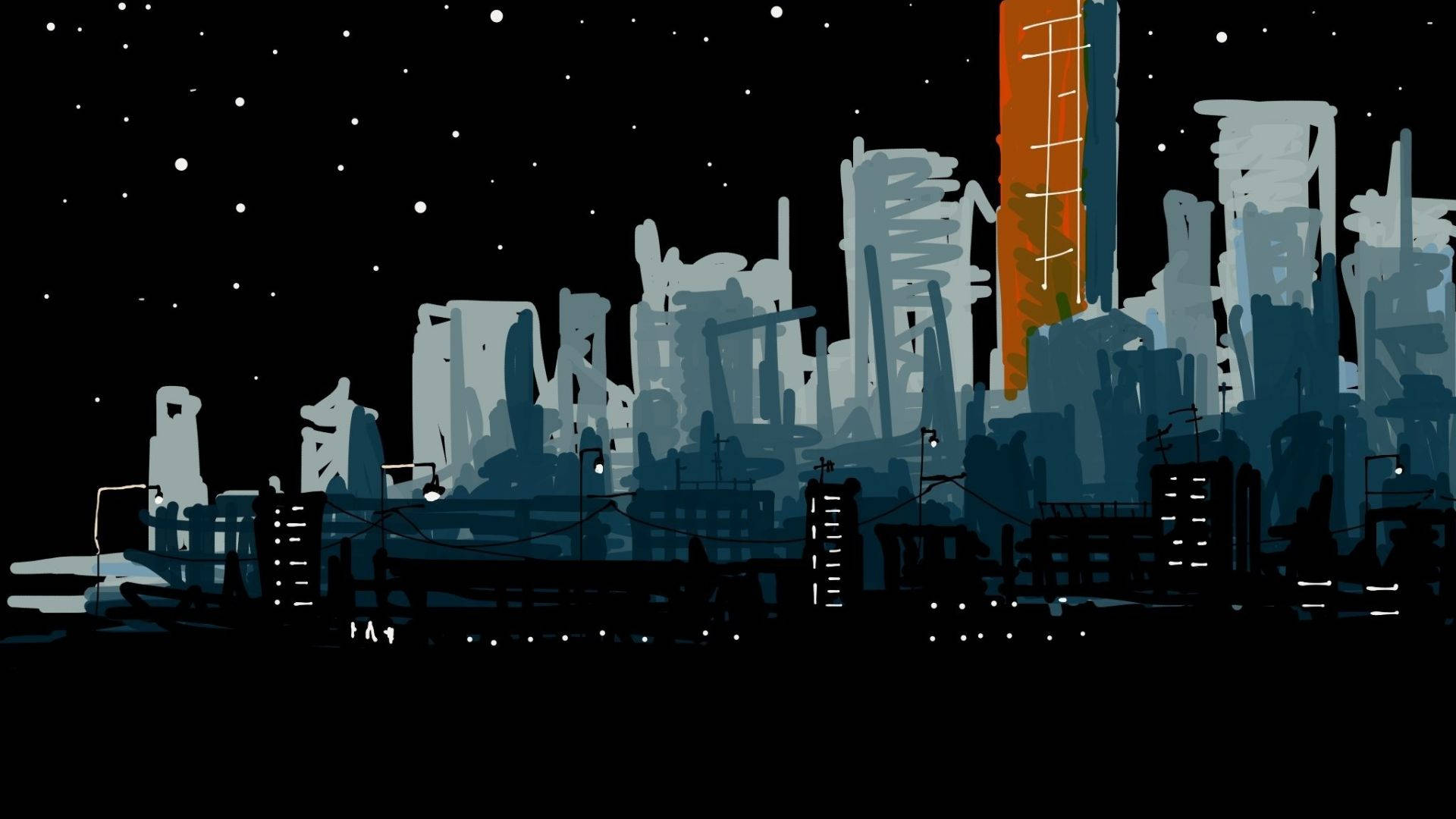 Dark City Digital Illustration Background