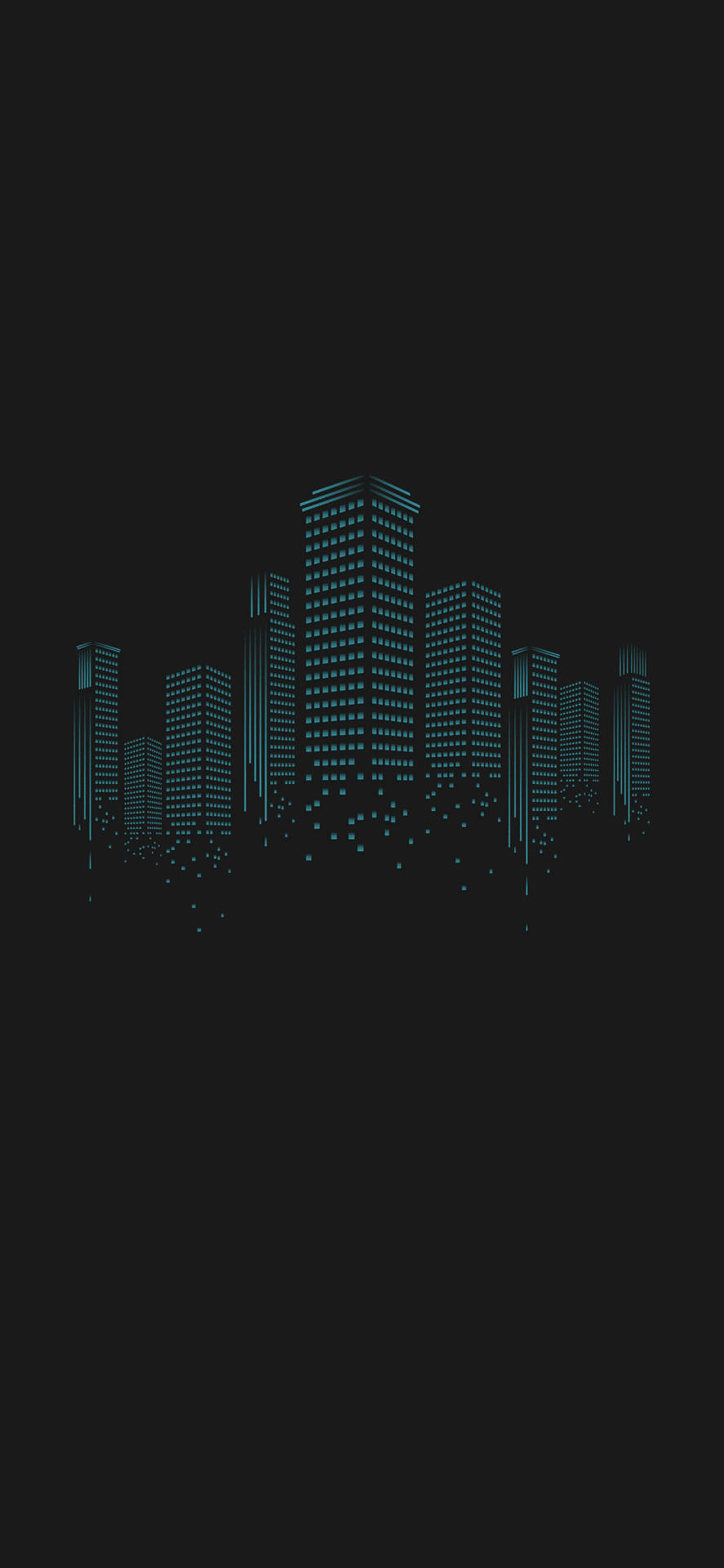 Dark City In Blue Background