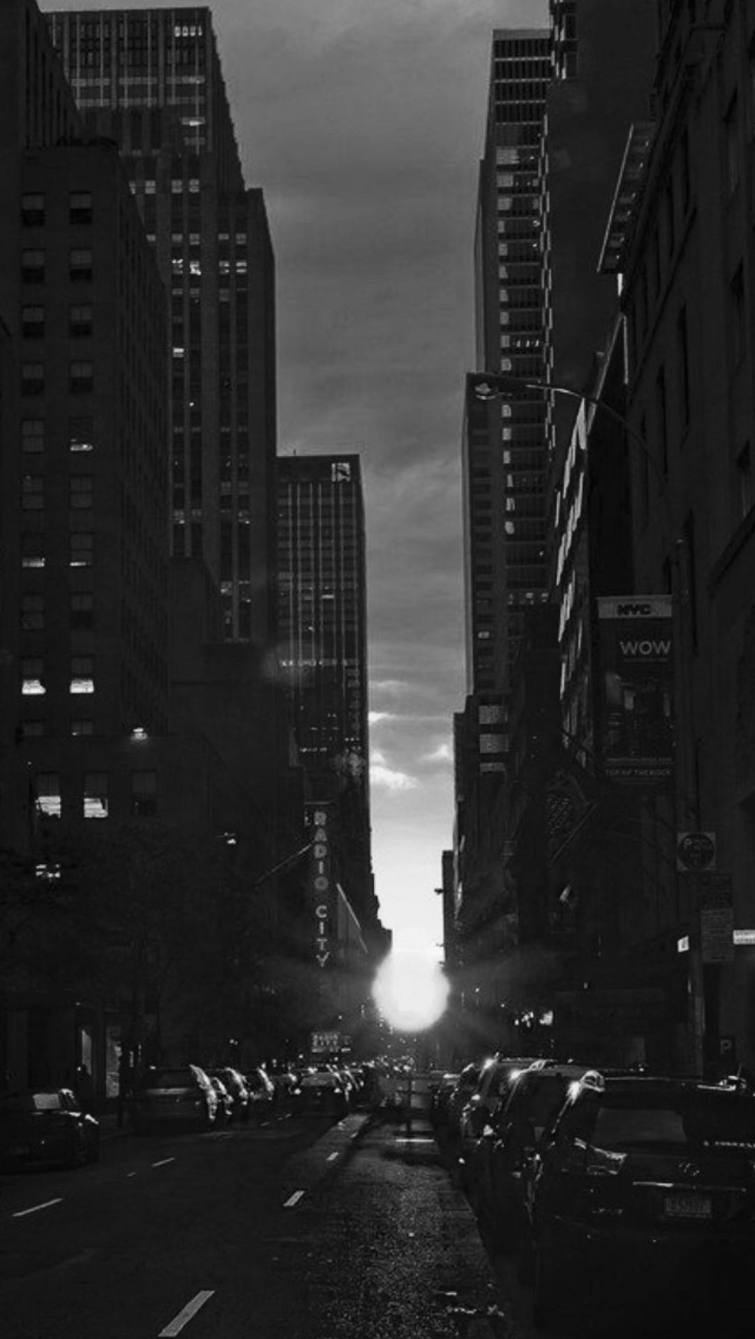 Dark City Monochrome Road Background