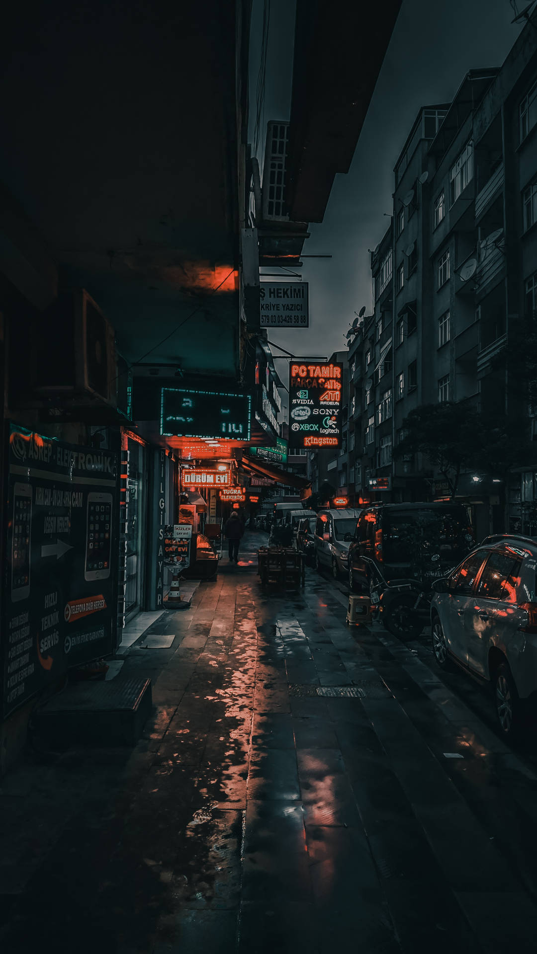 Dark City Streetlight Background