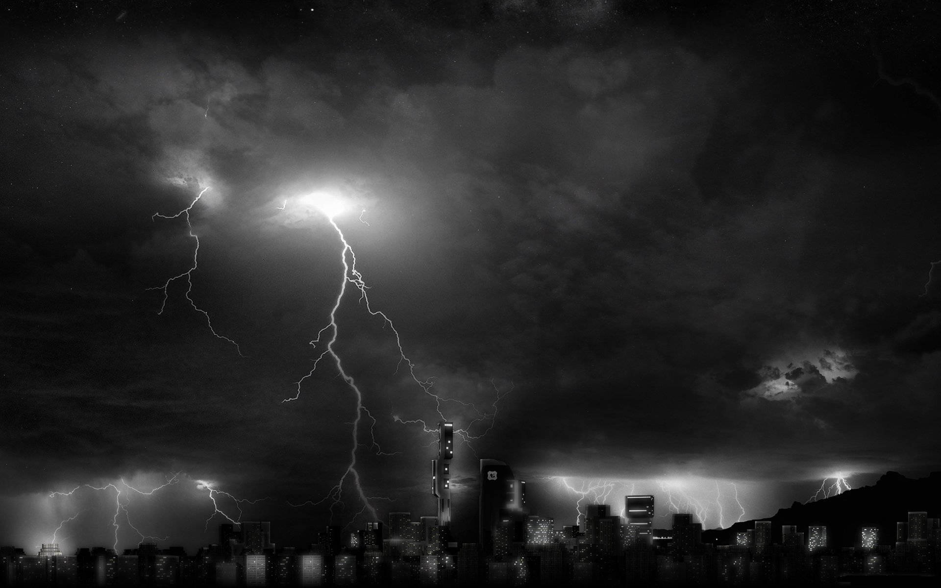 Dark City Thunder Background