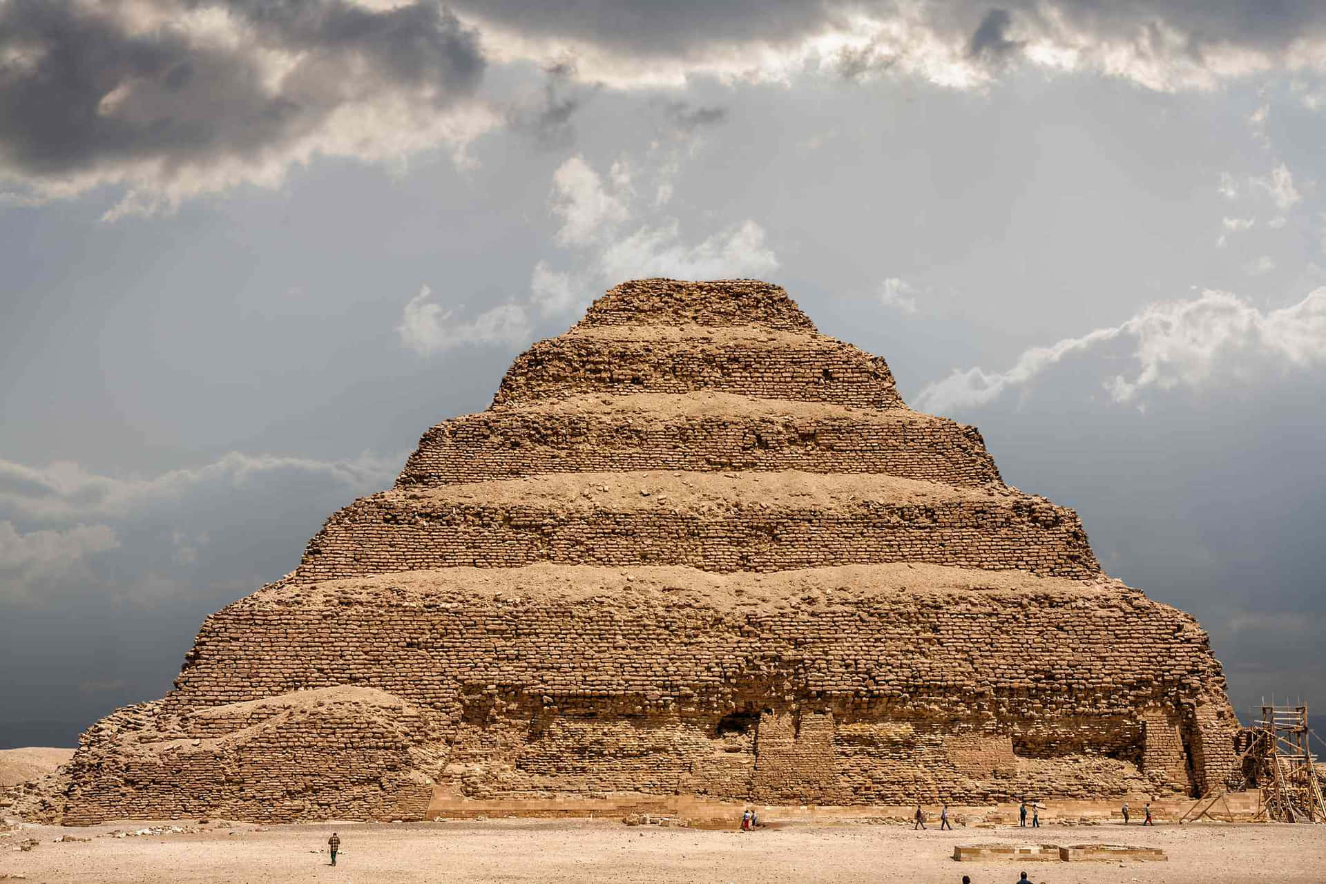 Dark Clouds Above Saqqara Pyramid Background