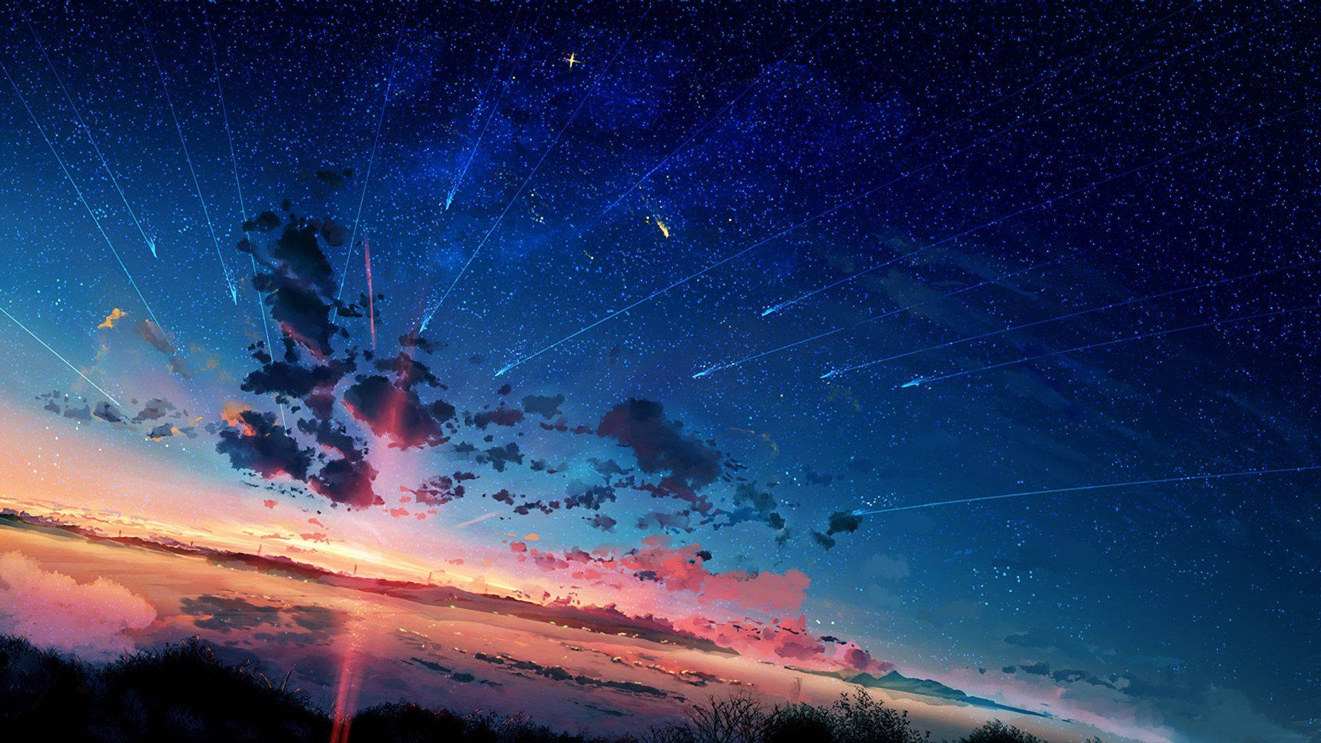 Dark Clouds Anime Night Sky Background