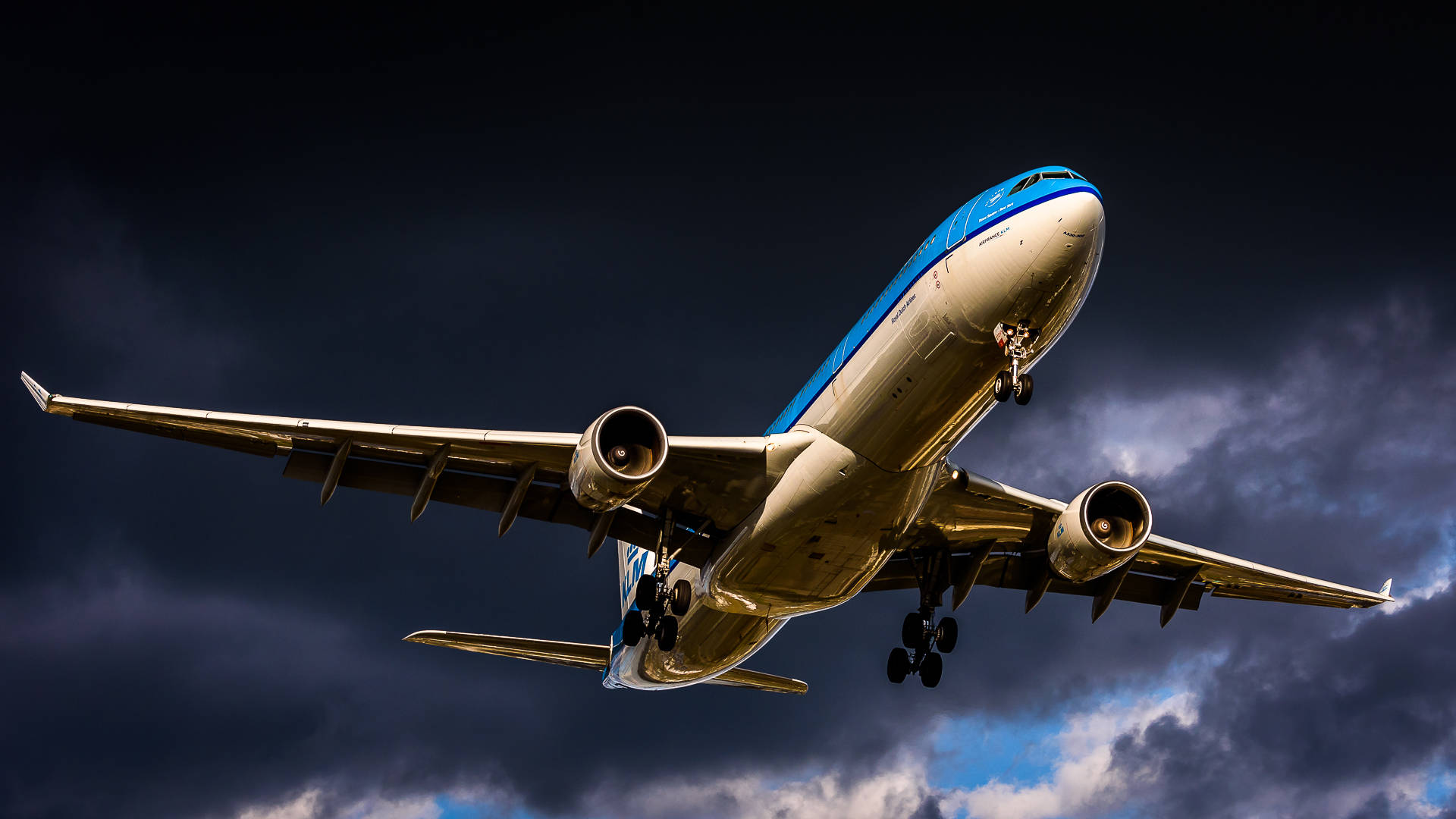 Dark Clouds Over Klm Airbus Background