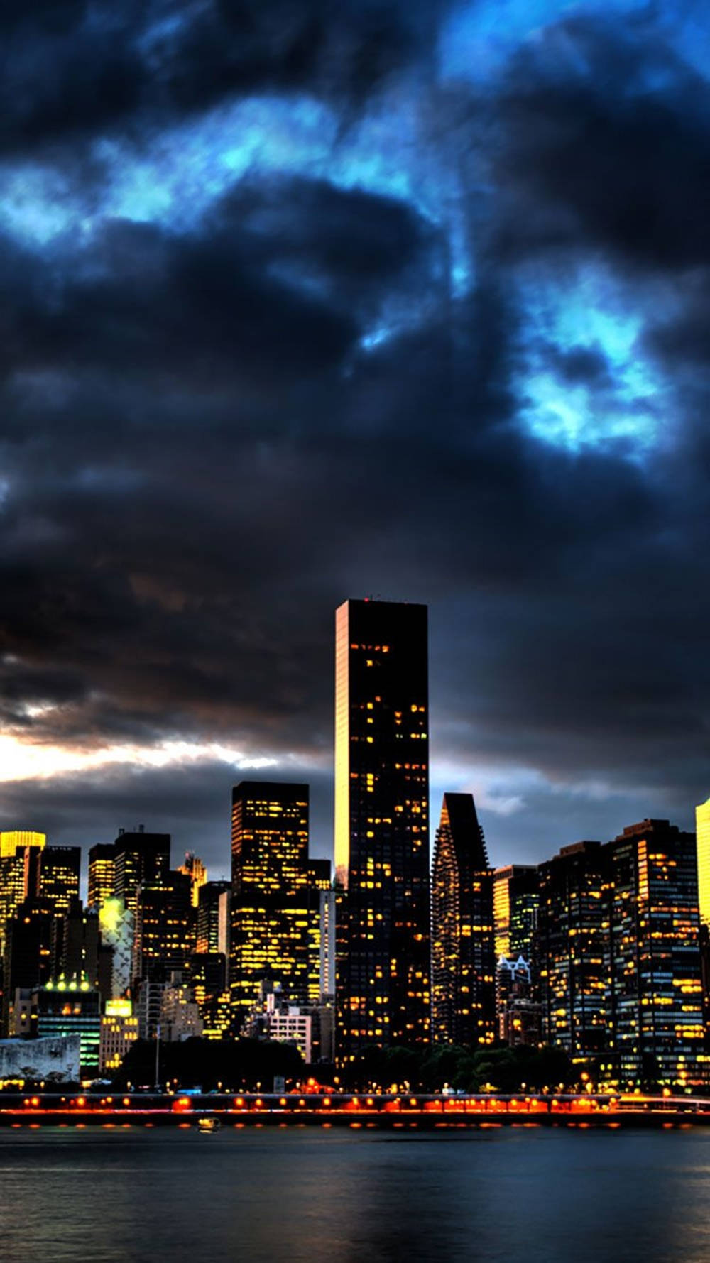Dark Clouds Over New York Skyline Iphone Background