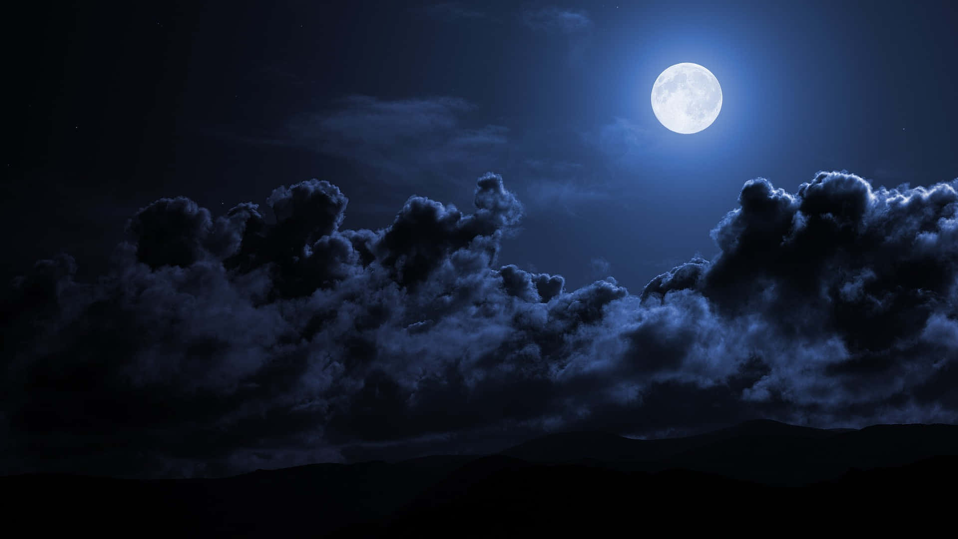 Dark Cloudy Night Sky Moon Background