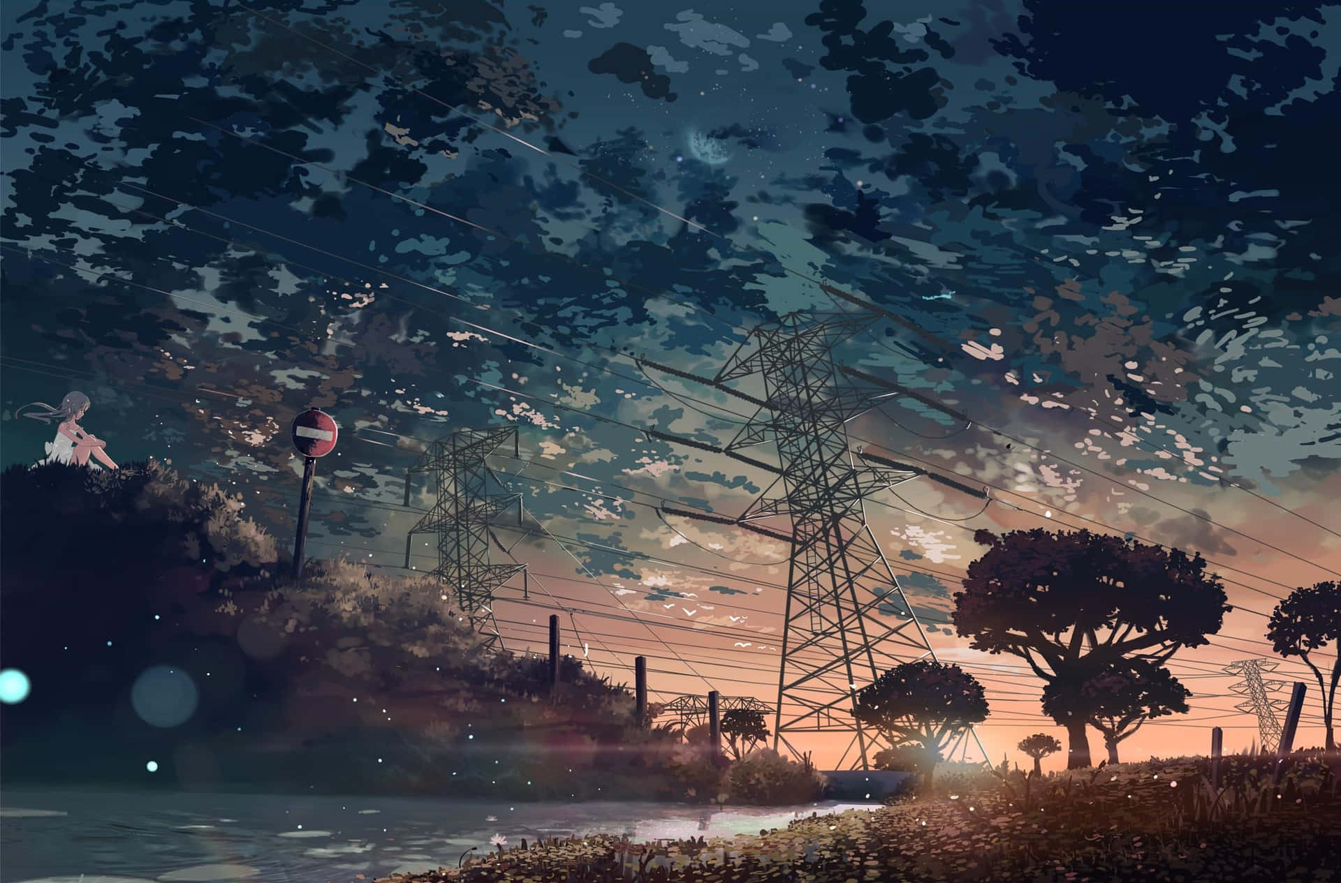 Dark Cute Anime Scenery Background