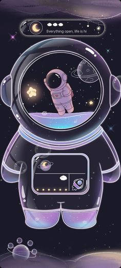 Dark Cute Astronaut Girly Galaxy Background