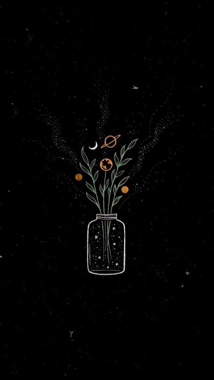 Dark Cute Flower Vase Ipad Background