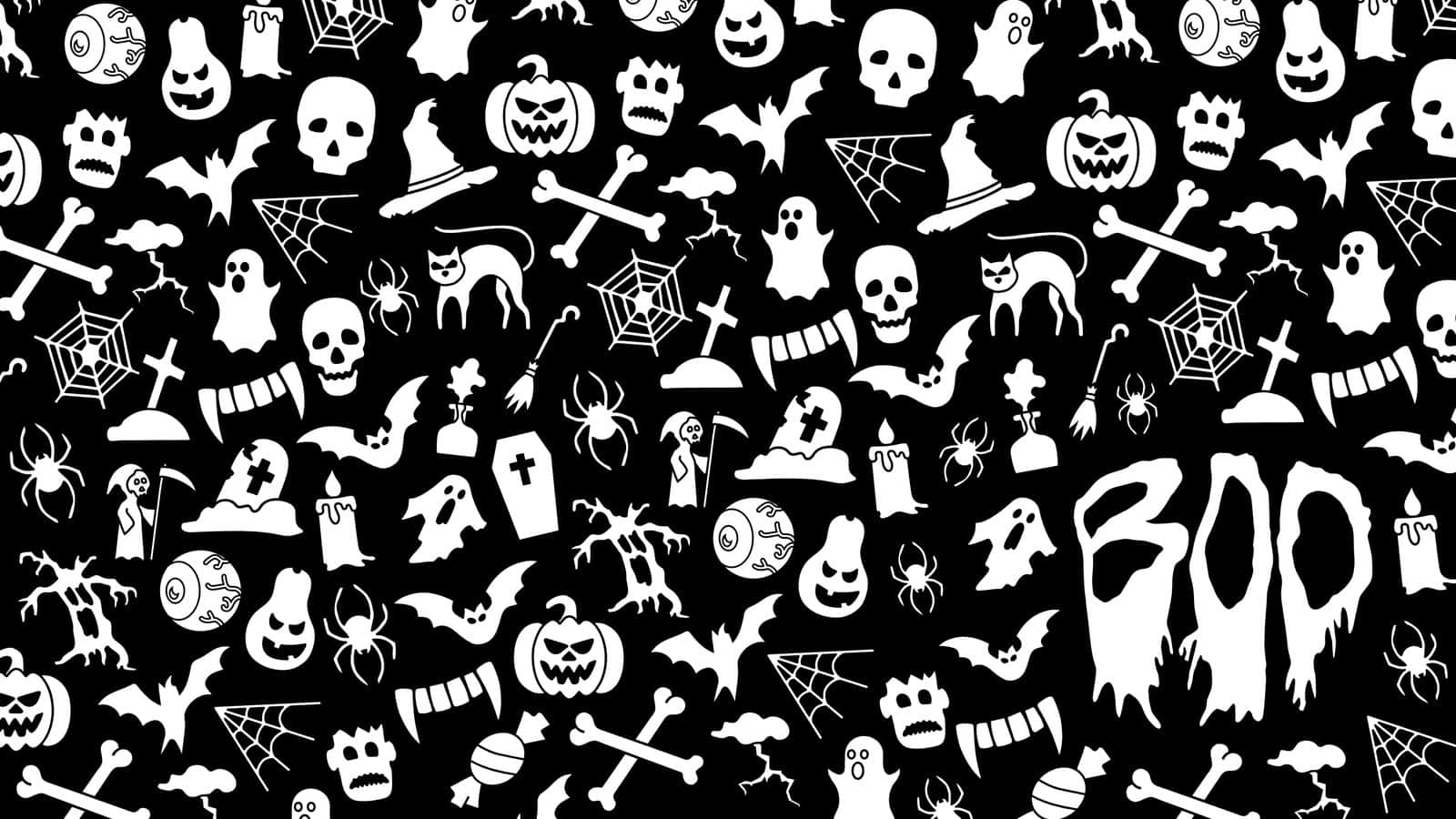 Dark Cute Halloween Symbols Background