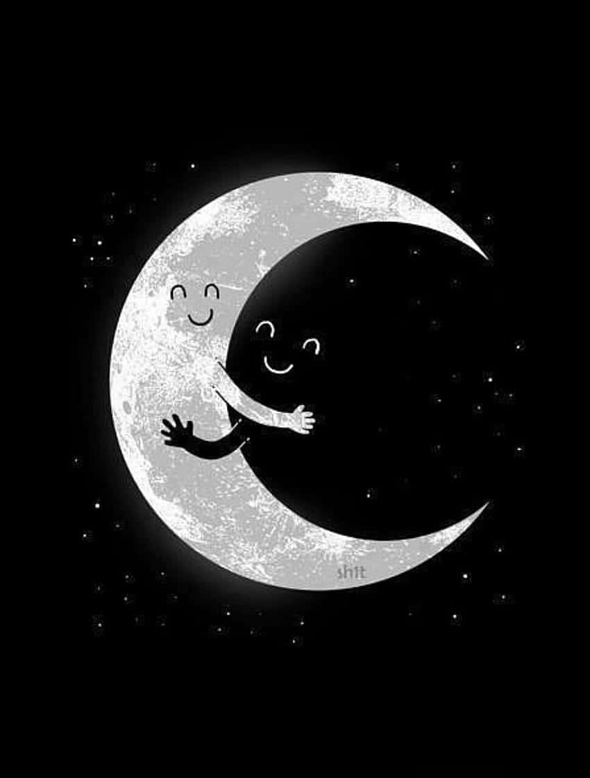 Dark Cute Moon Hugging Background