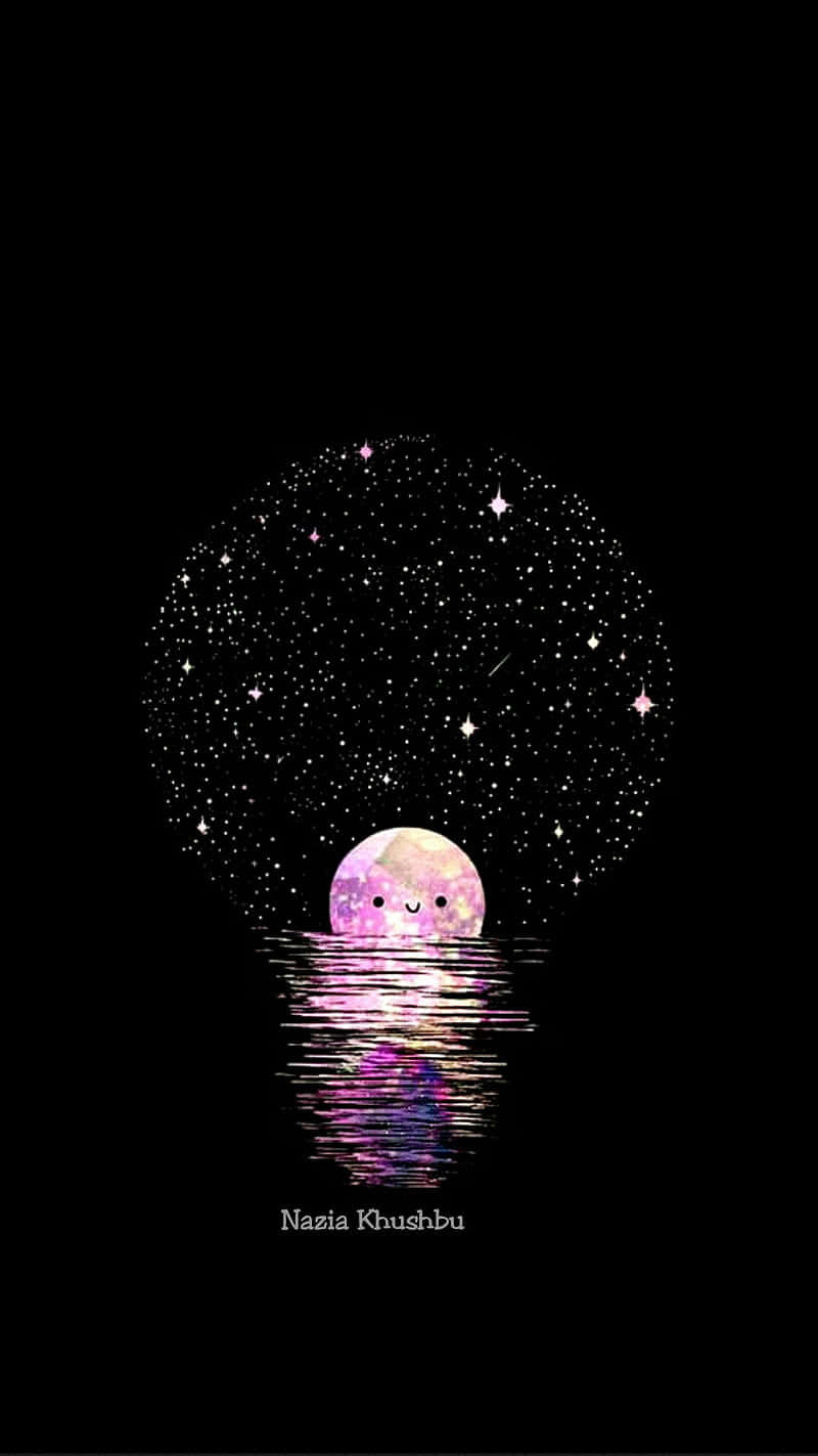 Dark Cute Pink Moon Background