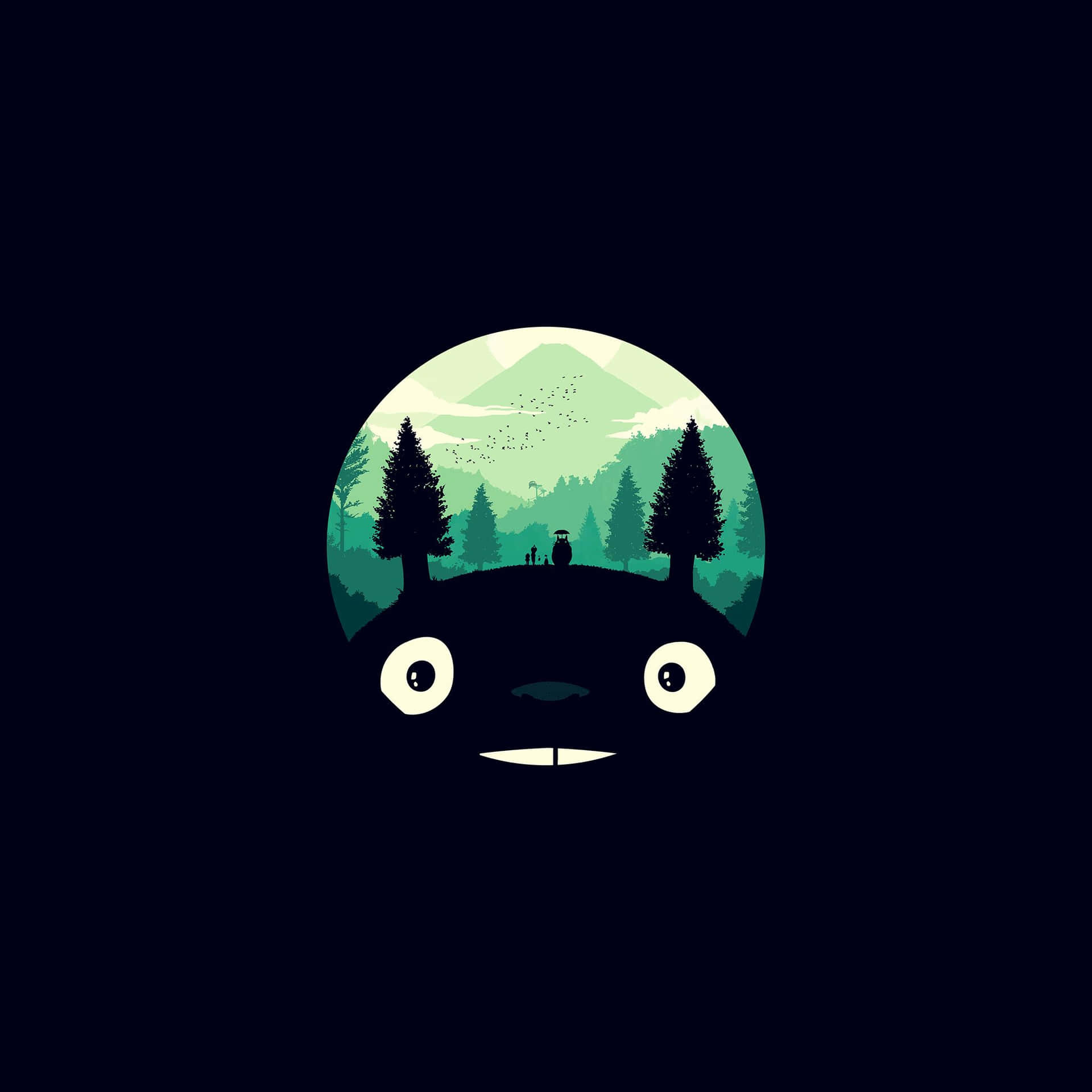 Dark Cute Totoro Ipad Background