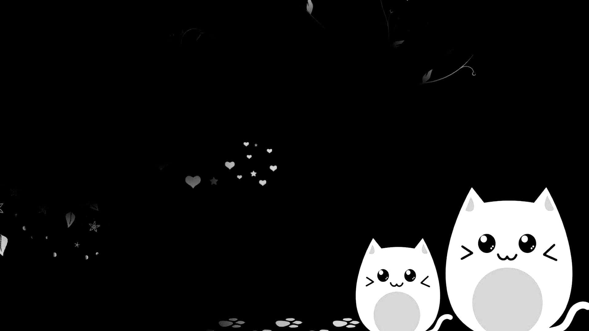 Dark Cute White Cats Background