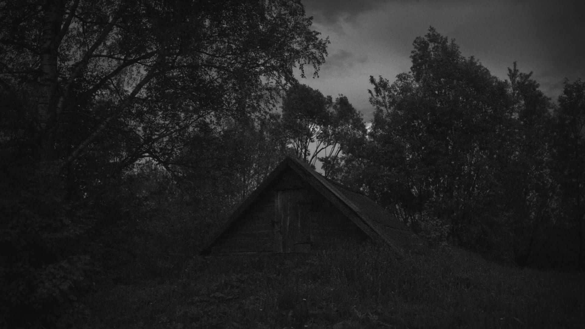 Dark Depressing Abandoned House In The Woods Background