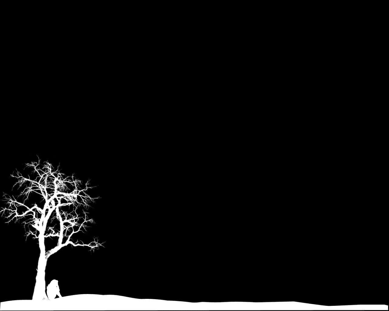 Dark Depressing Lone Girl White Silhouette Background