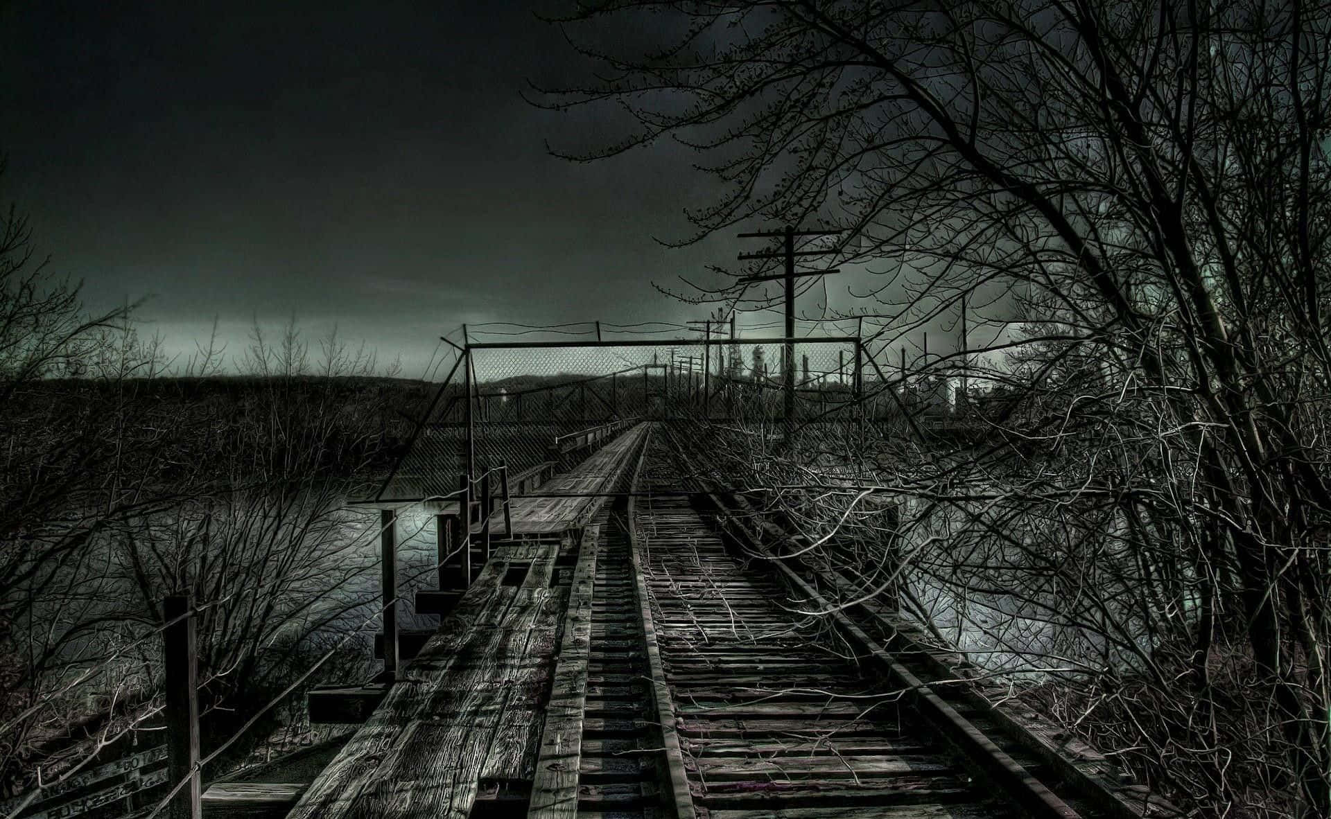 Dark Depressing Railway View Background