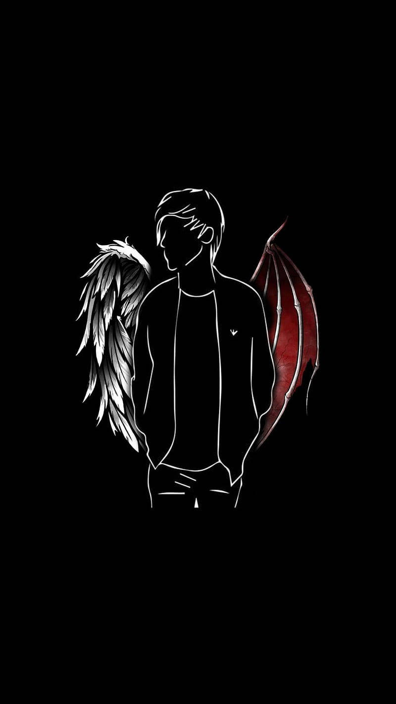 Dark Devil And Angel Wings