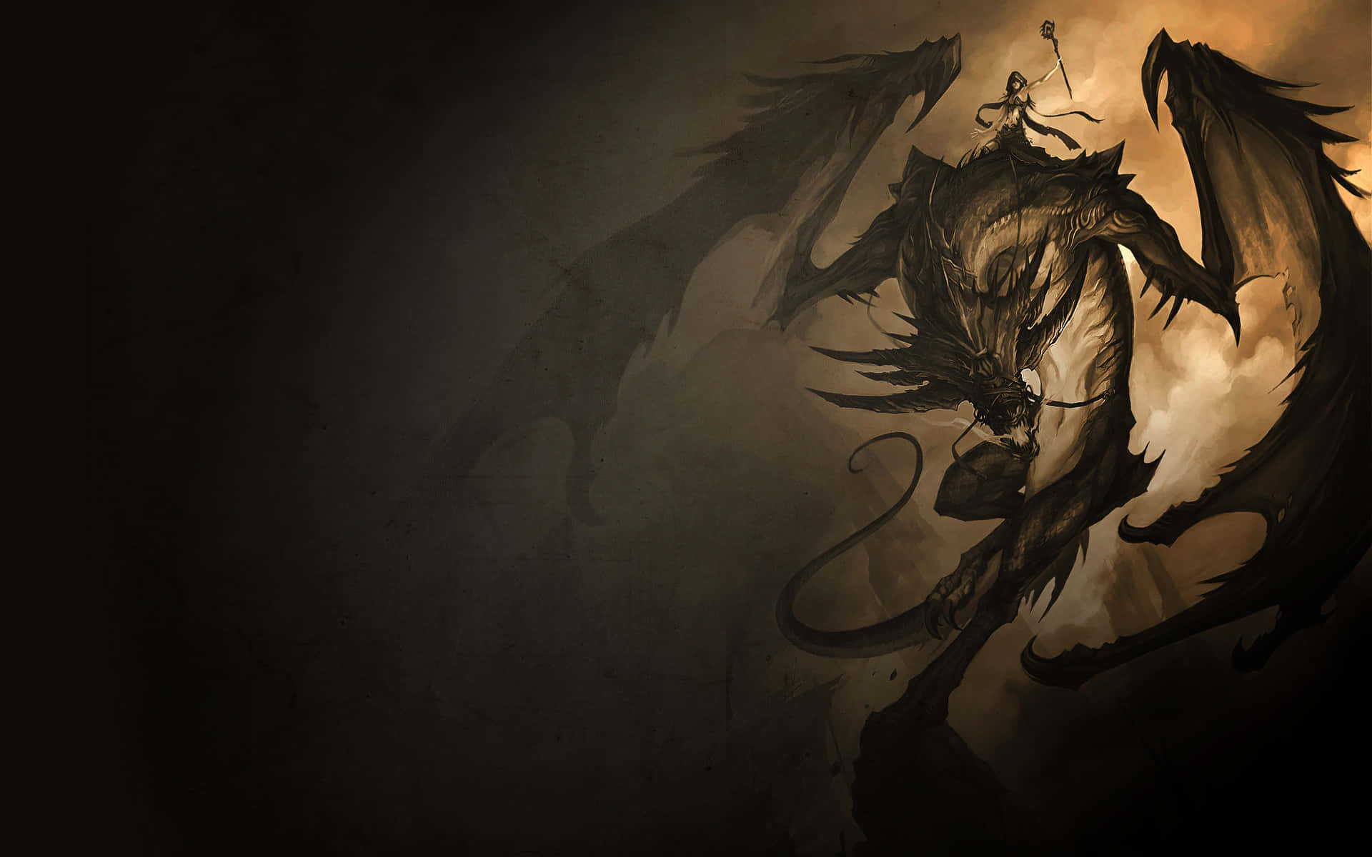 Dark Dragon Anime Fantasy Artwork Background