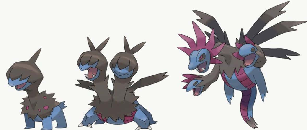 Dark Dragon Pokemon Deino In An Enchanting Forest Background