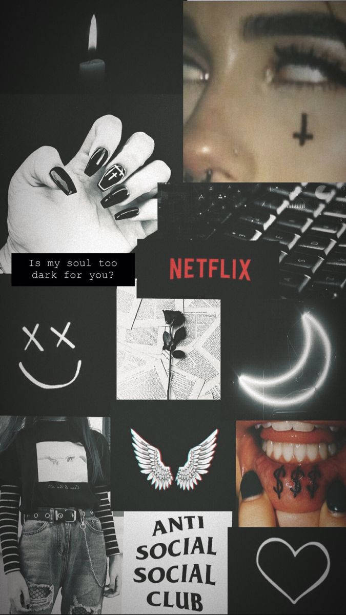 Dark E-girl Aesthetic Collage Background