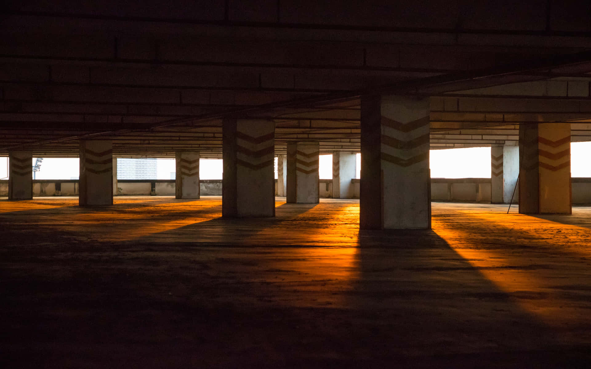 Dark Empty Building Parking Lot