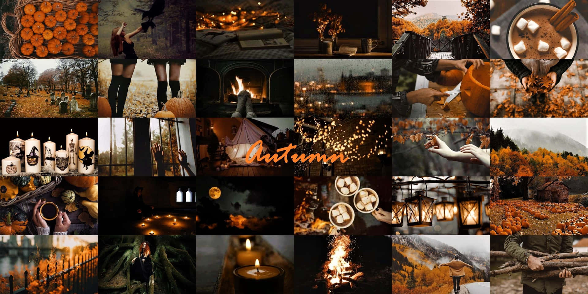 Dark Fall Collage For Halloween Season Background