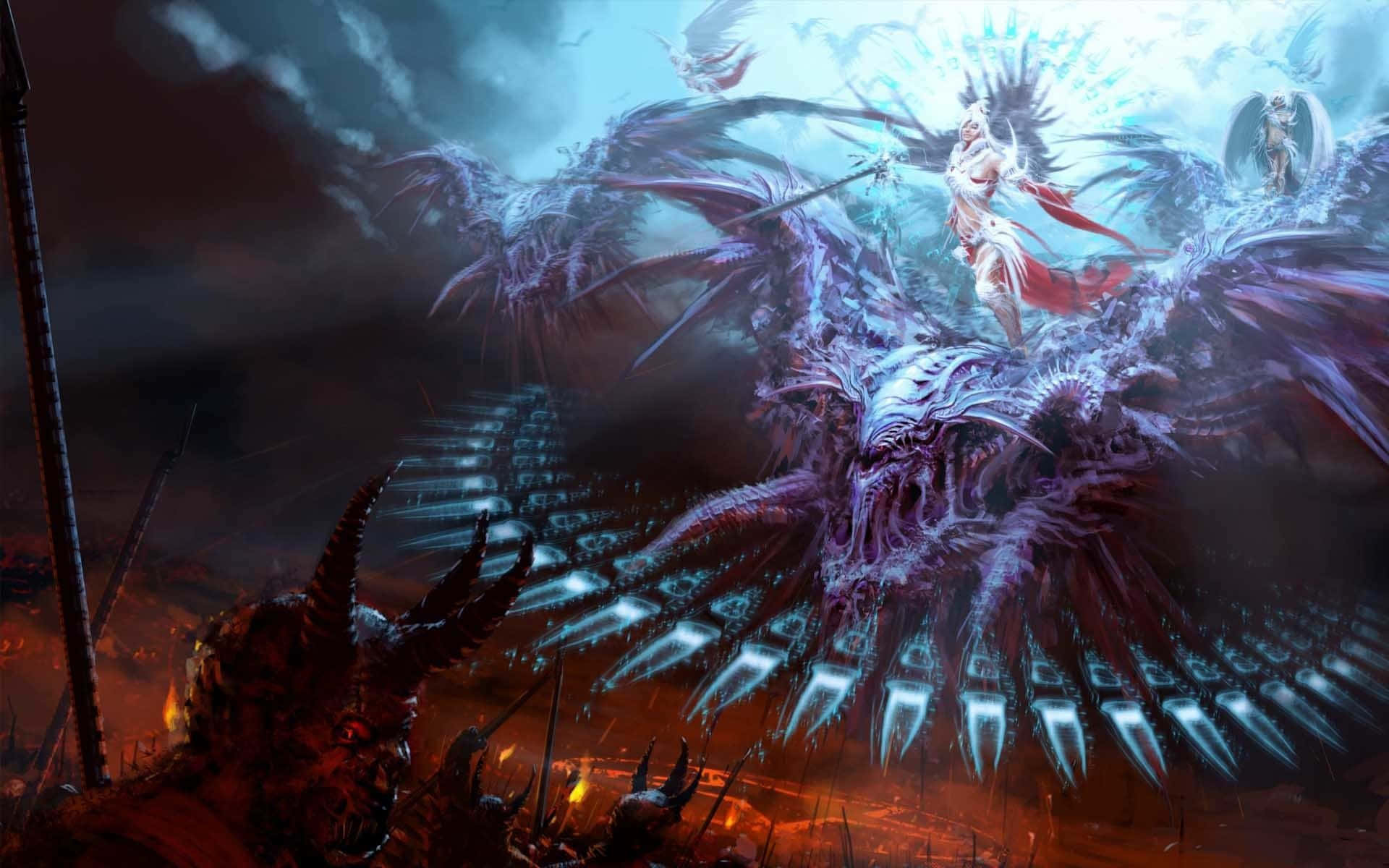 Dark Fantasy Angels Verus Demons Background