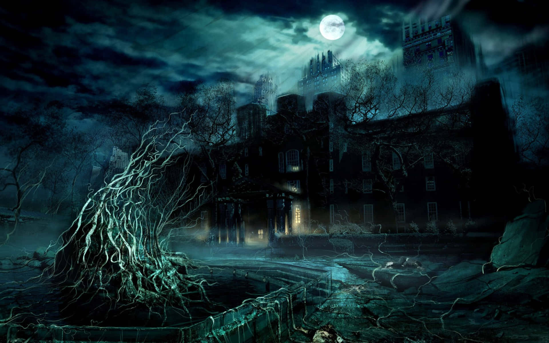 Dark Fantasy Scary Castle Background