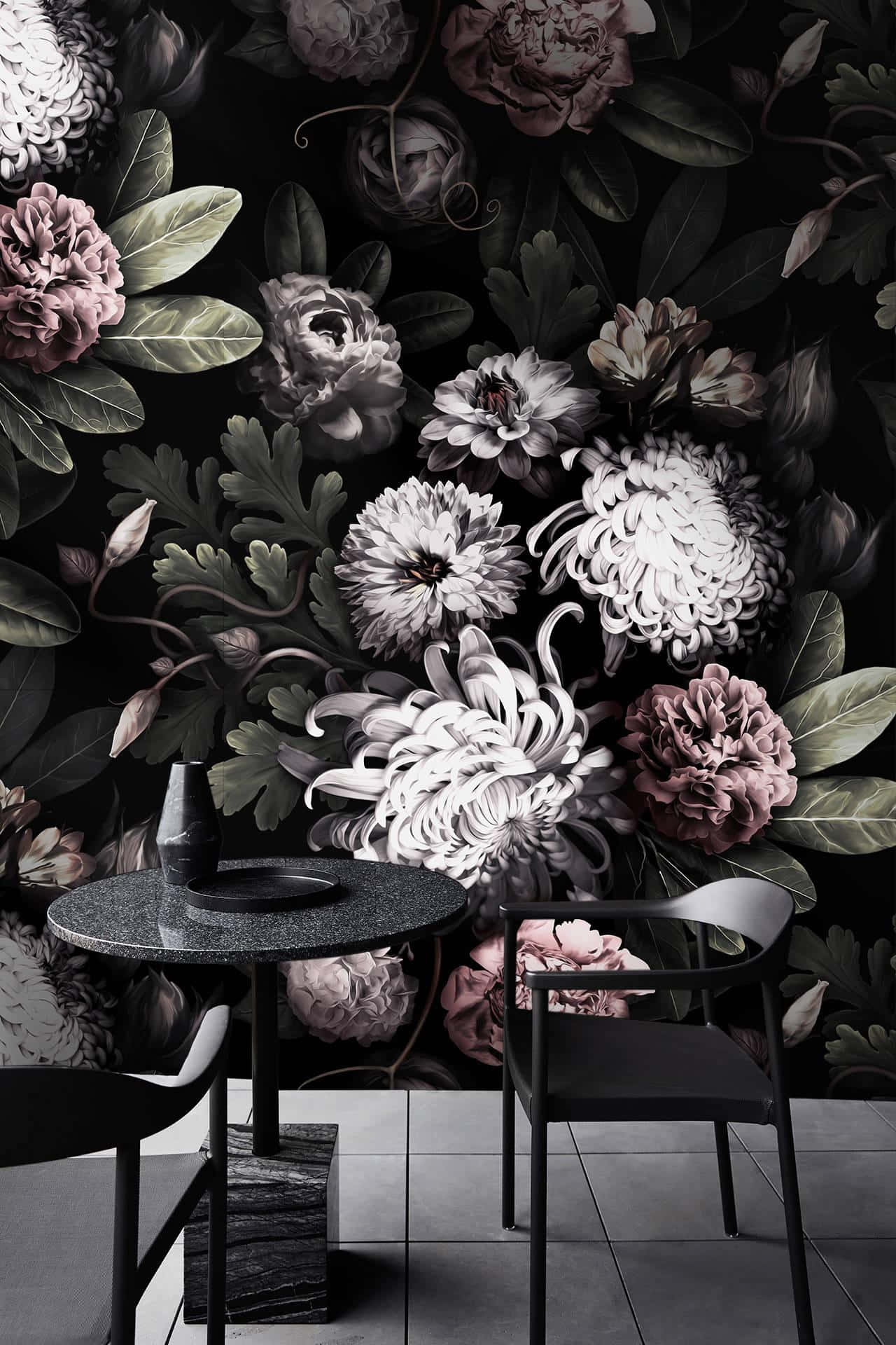 Dark Floral Interior Design