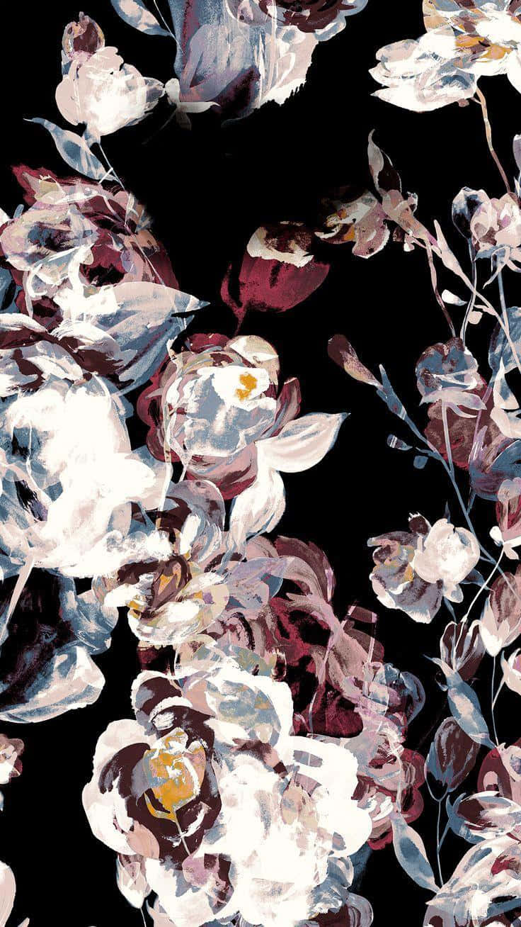 Dark Floral Patterni Phone Wallpaper Background