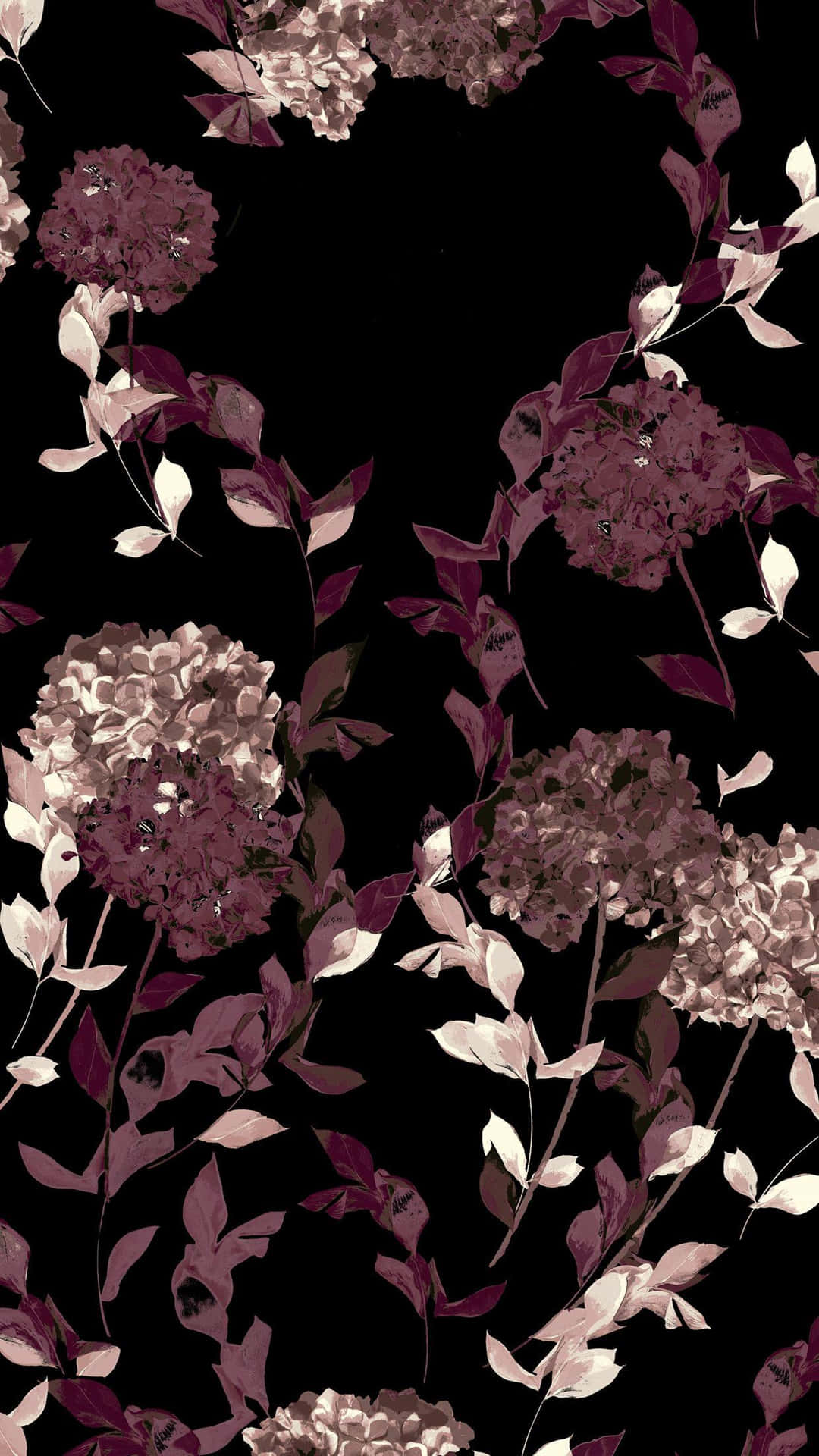 Dark Floral Patterni Phone Wallpaper Background
