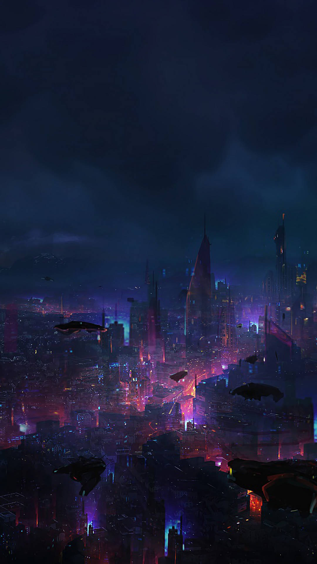 Dark Futuristic Cityscape Cyberpunk Iphone X Background