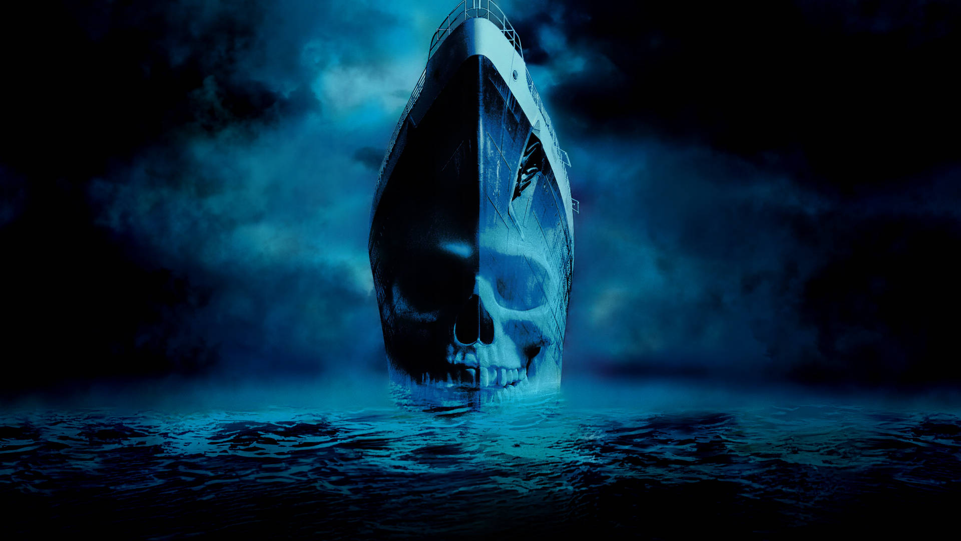 Dark Ghost Ship Skull Face Background