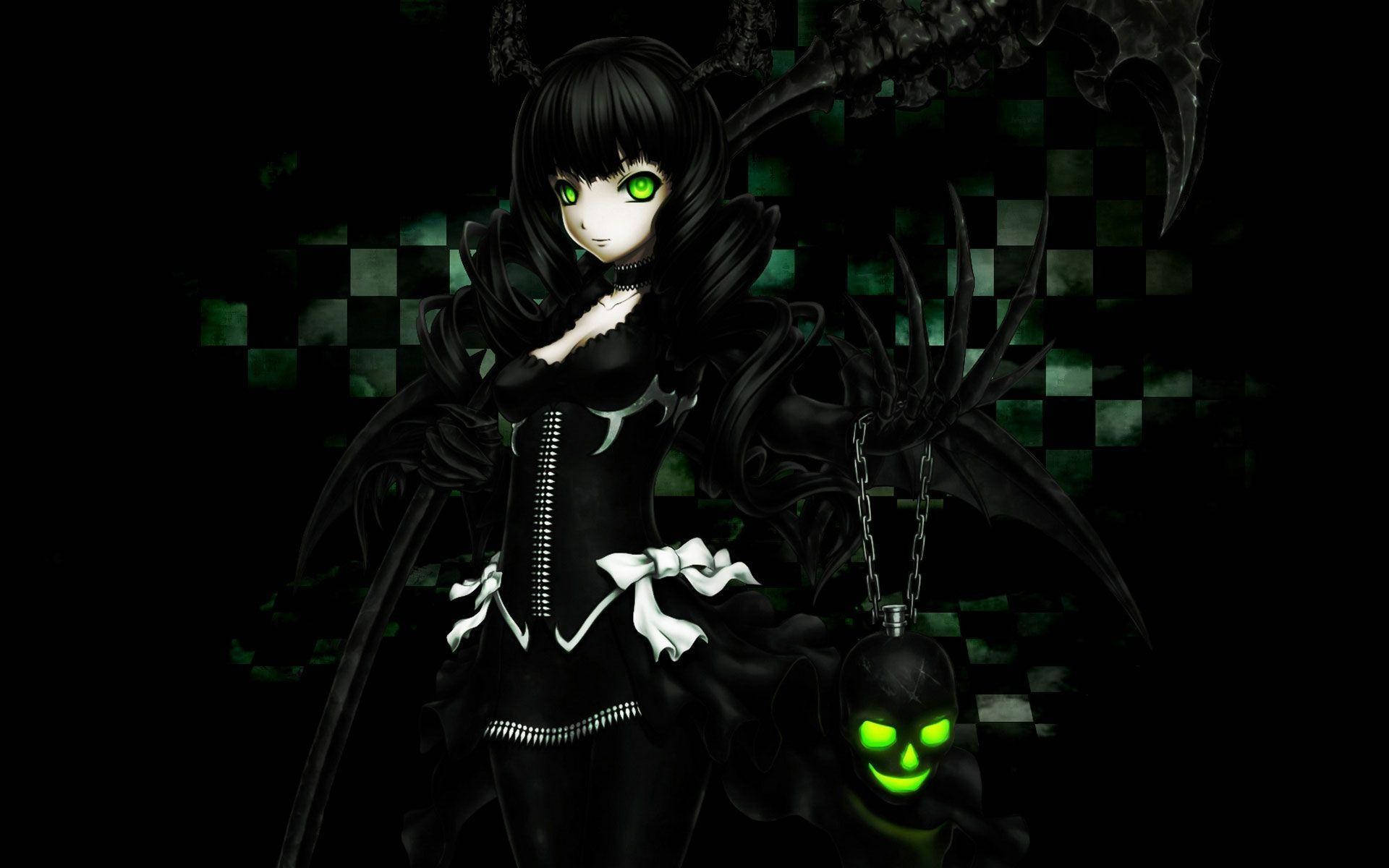 Dark Girl And Skull Anime Desktop Background