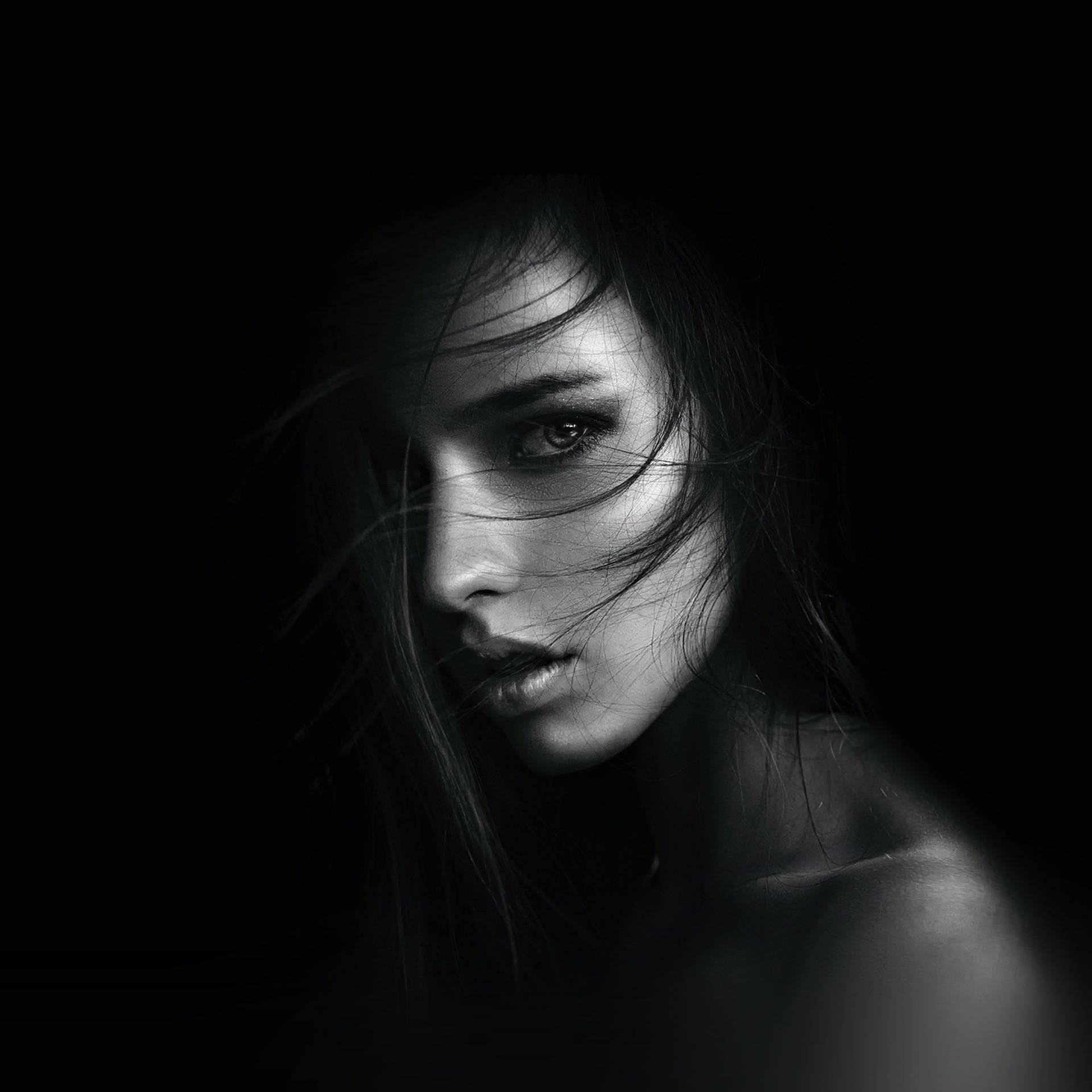 Dark Girl Half Face Portrait Background